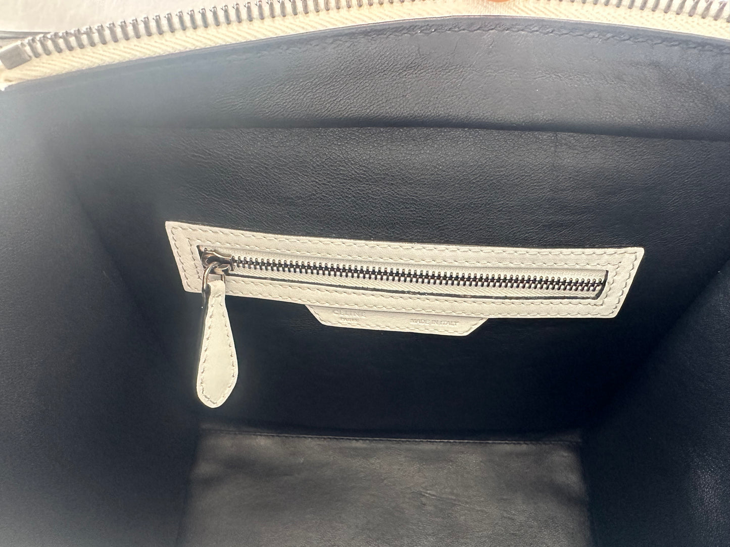 Celine White Leather Micro