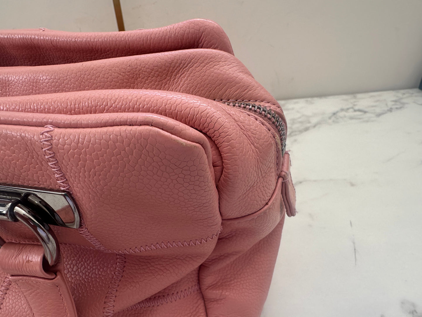 Chanel Pink Calfskin Wild Stitch Choco Bar