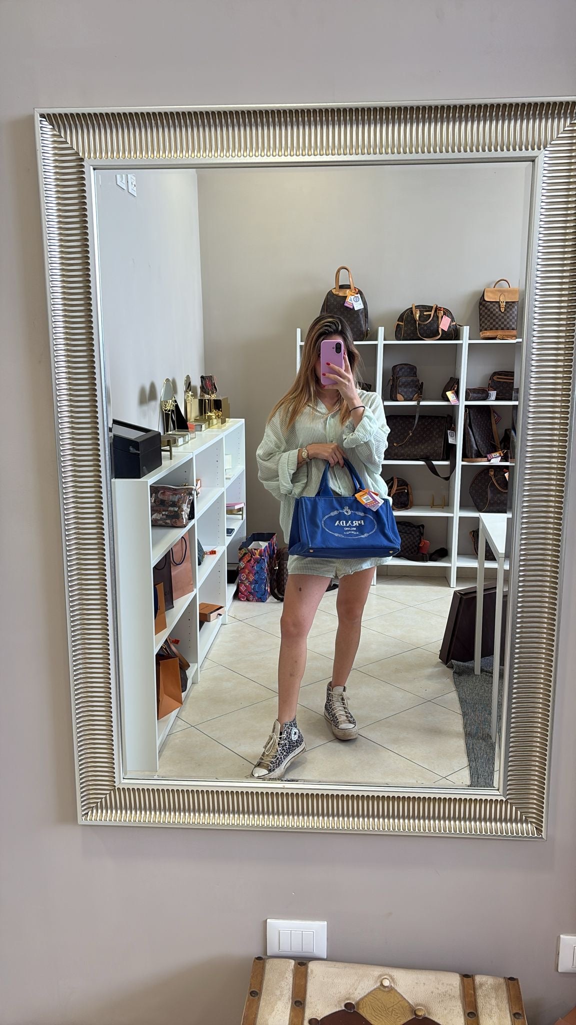 Prada Blue Canapa