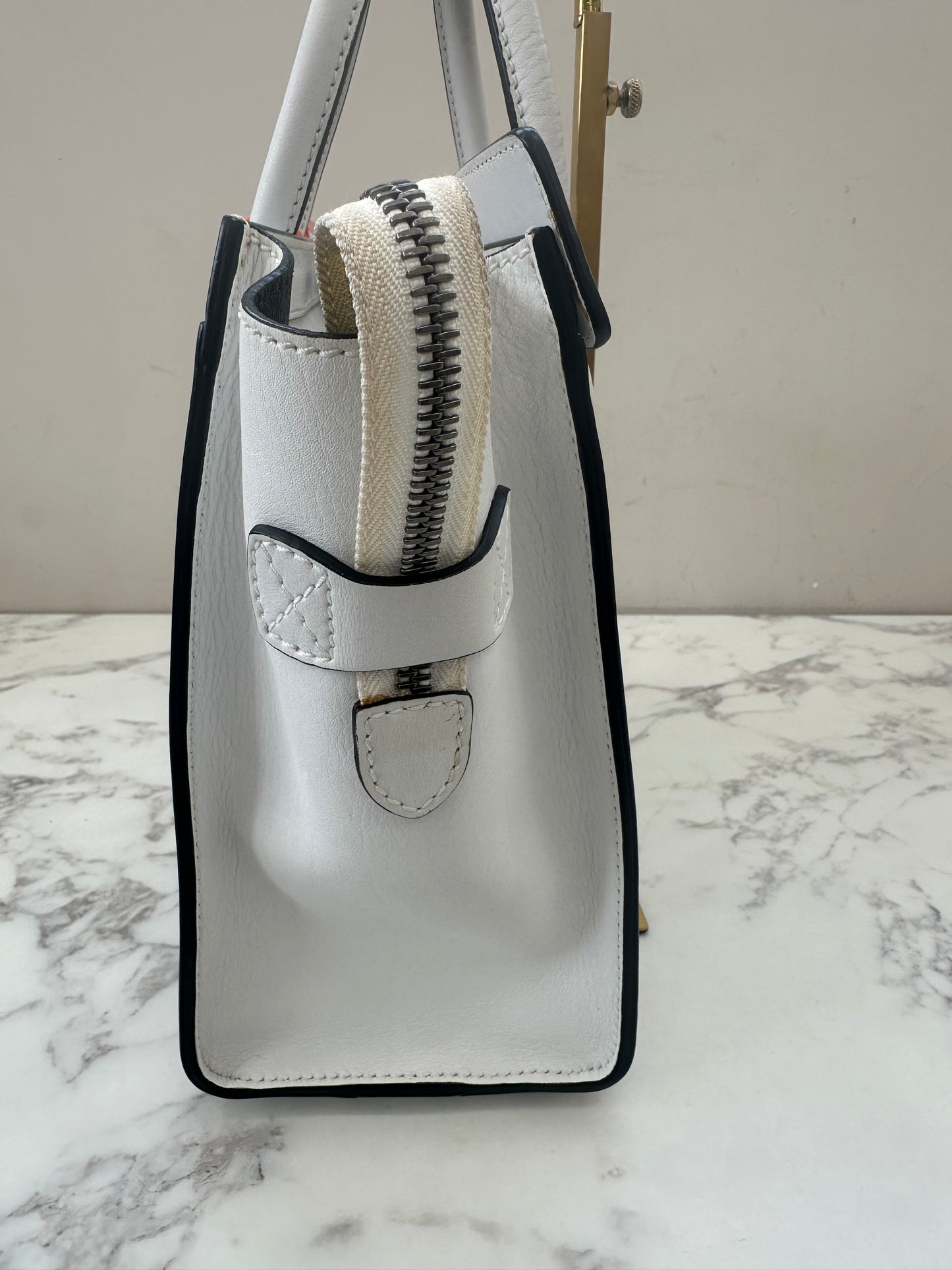 Celine White Leather Micro