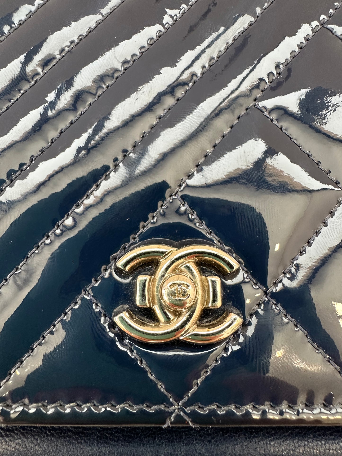 Chanel Woc Dark Blue Single Chain