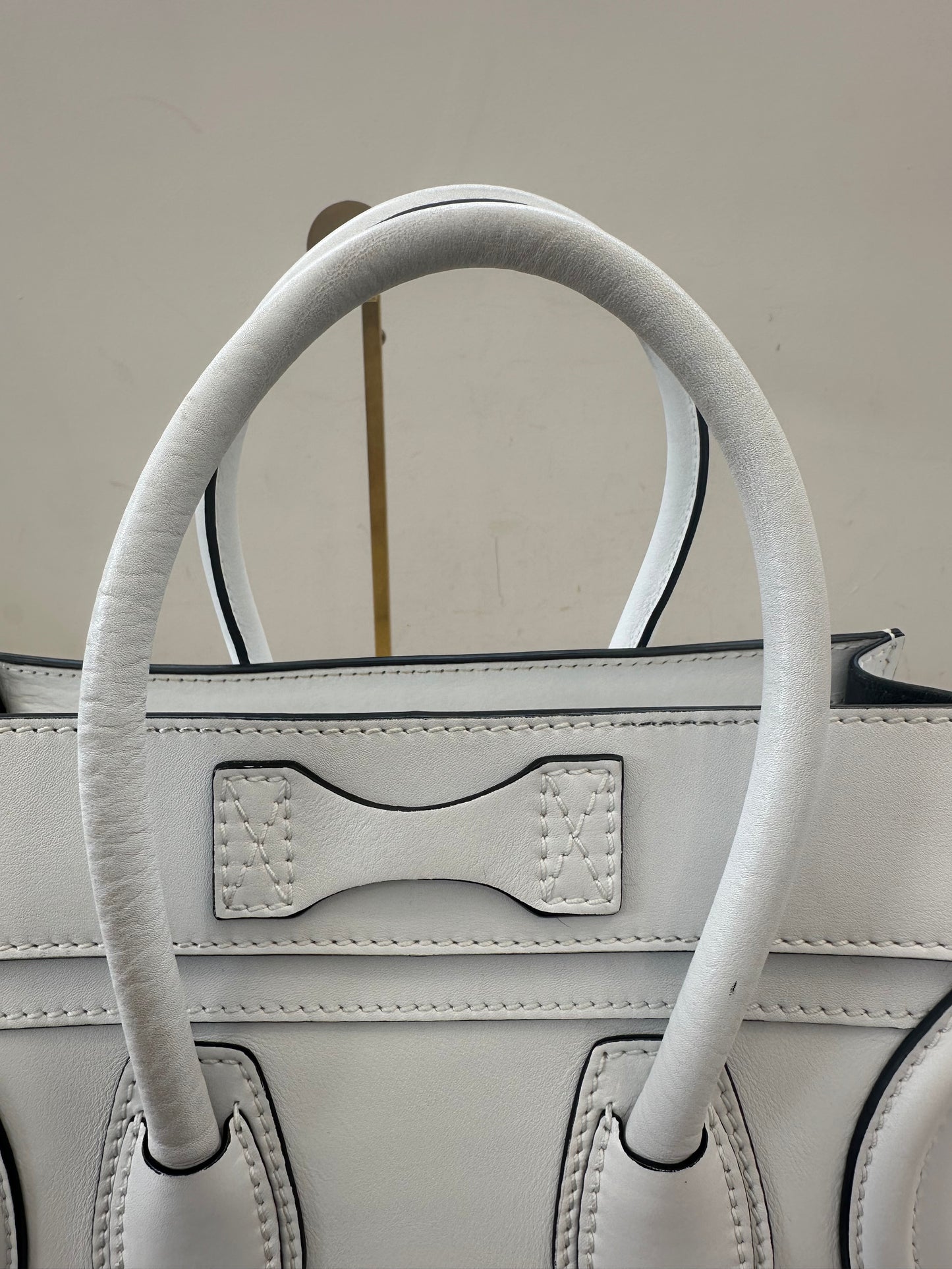 Celine White Leather Micro