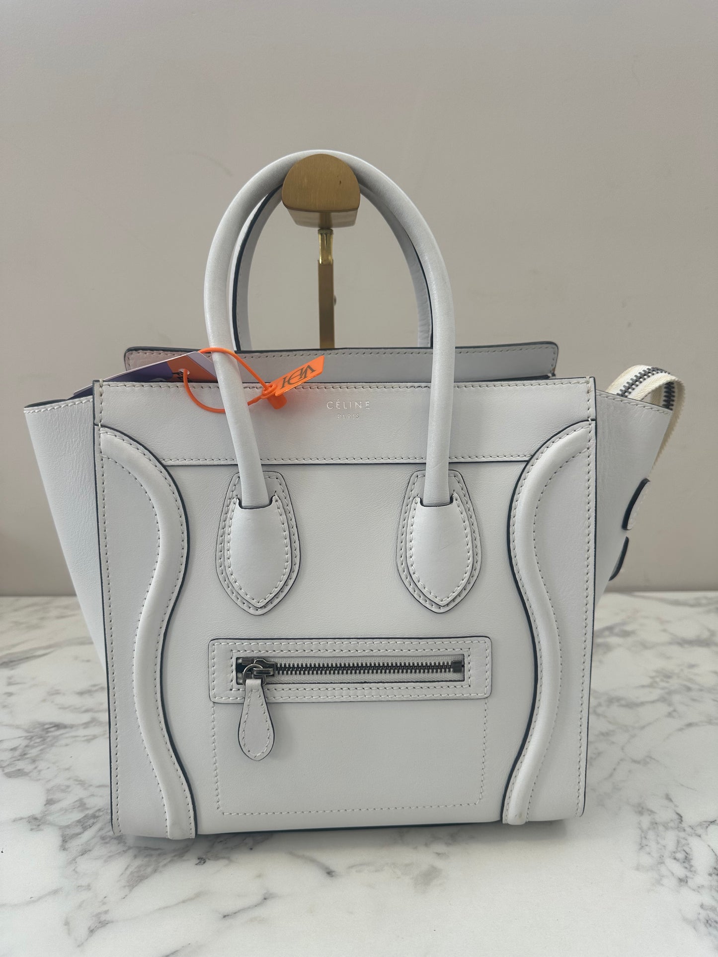 Celine White Leather Micro