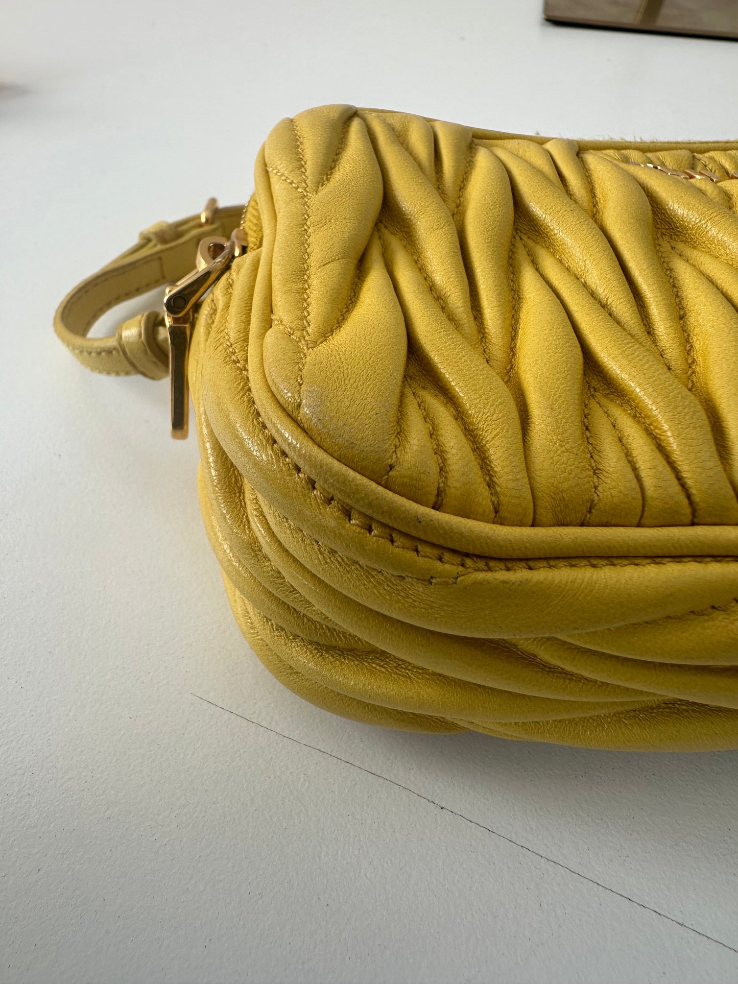 Miu Miu Matelasse Mini Yellow