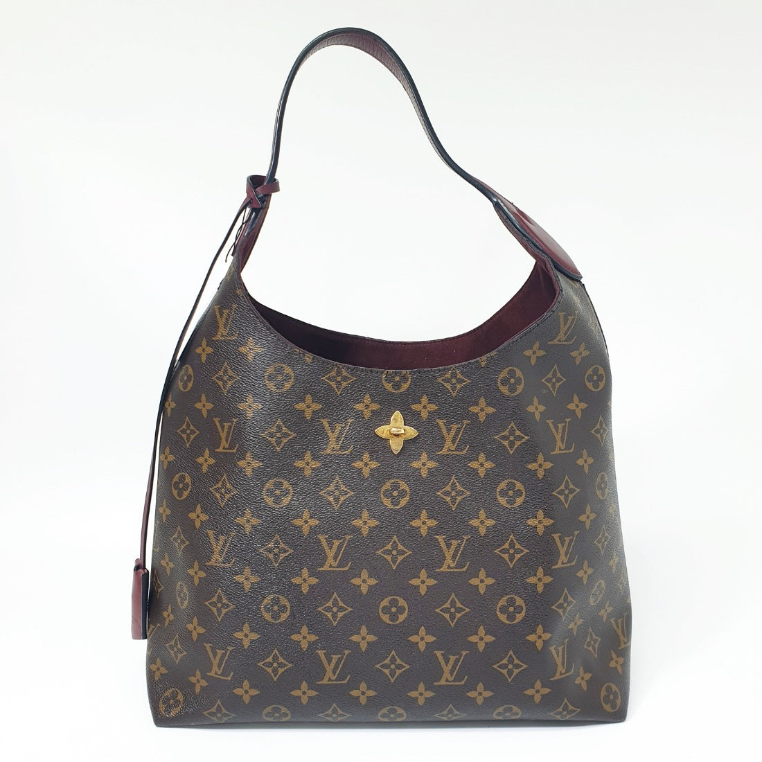 Flower Hobo Bag Burgundy