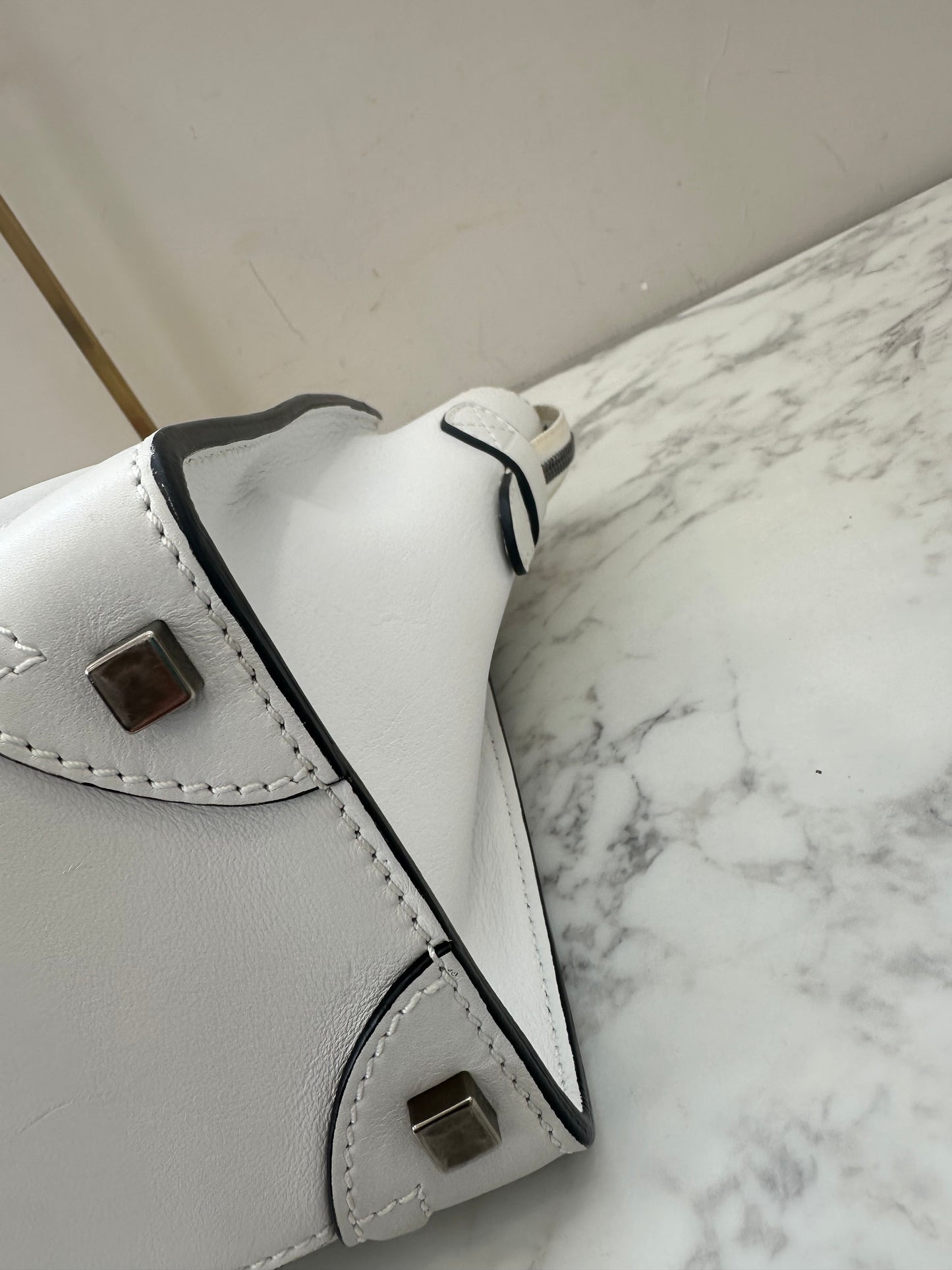 Celine White Leather Micro