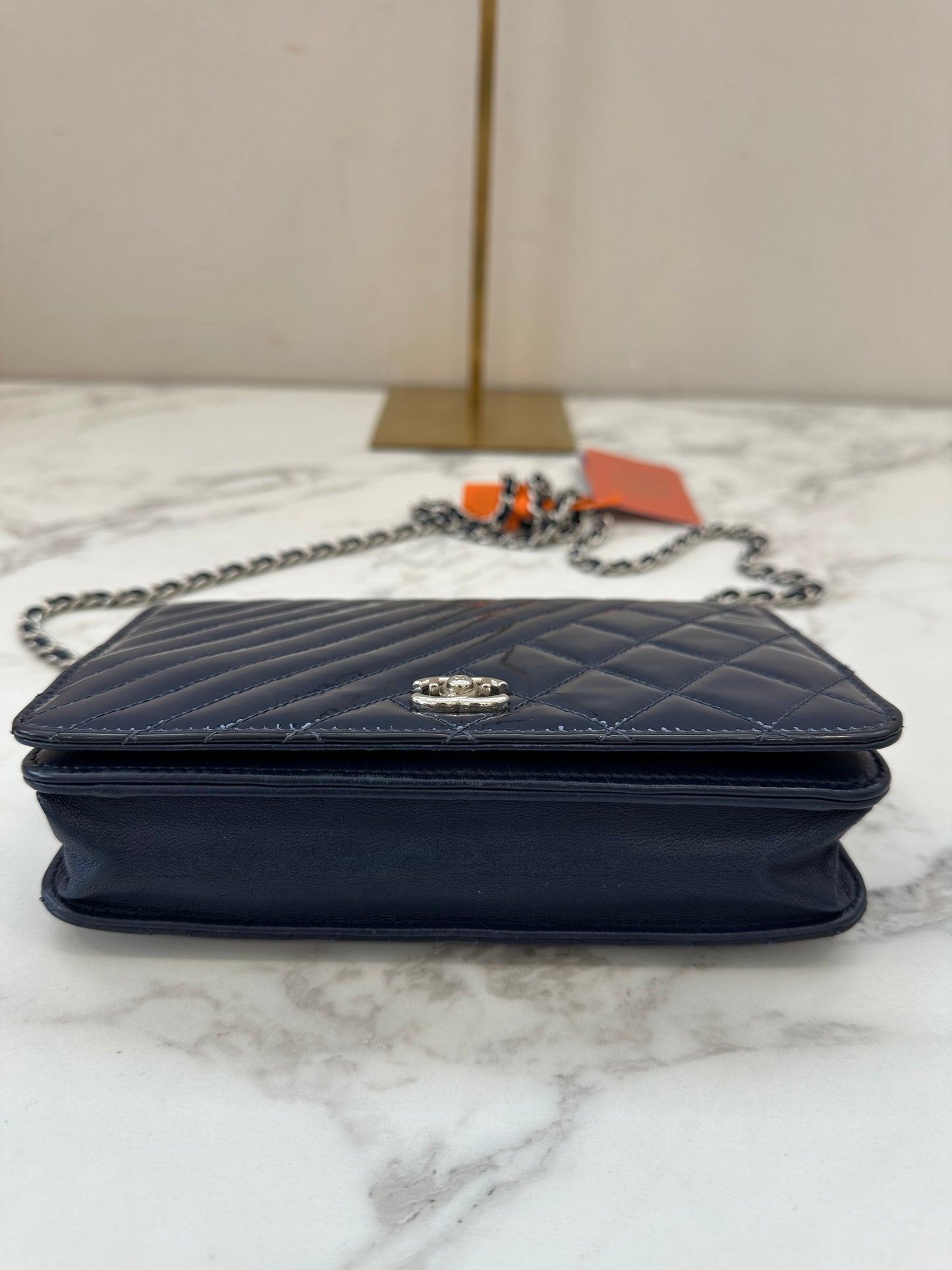 Chanel Woc Dark Blue Single Chain
