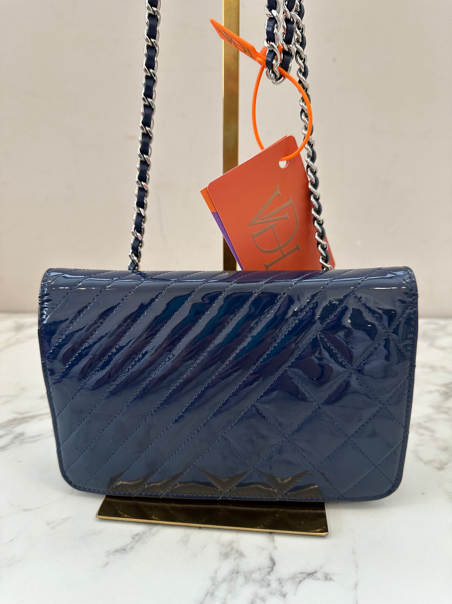Chanel Woc Dark Blue Single Chain