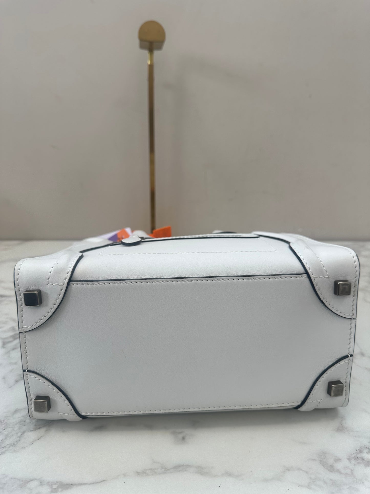 Celine White Leather Micro