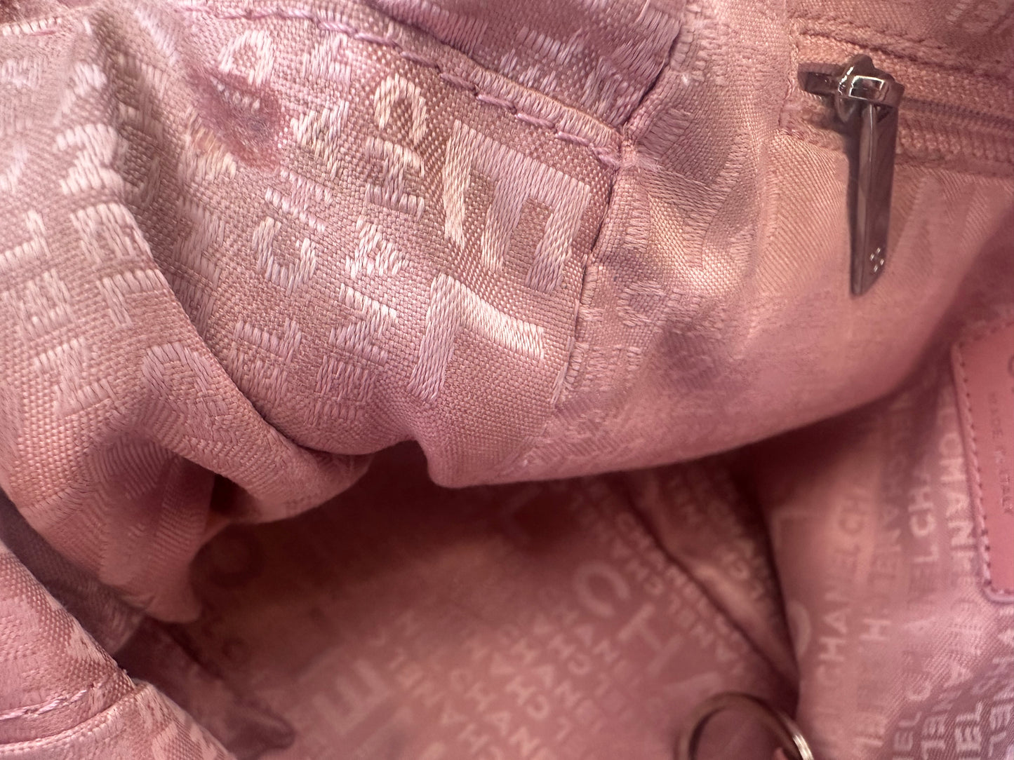 Chanel Pink Calfskin Wild Stitch Choco Bar