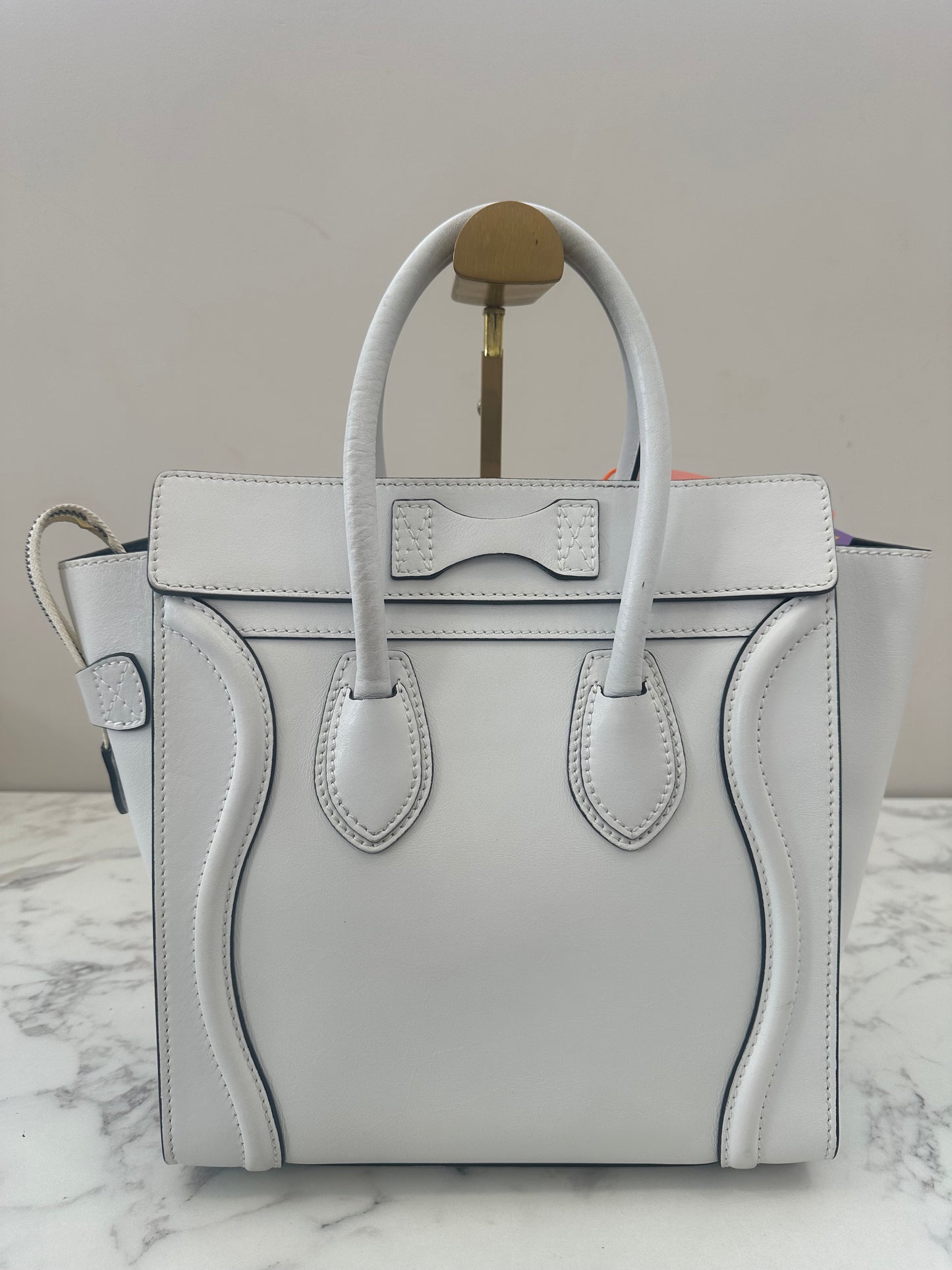 Celine White Leather Micro