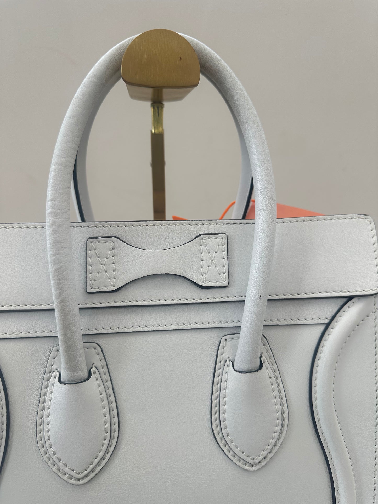 Celine White Leather Micro
