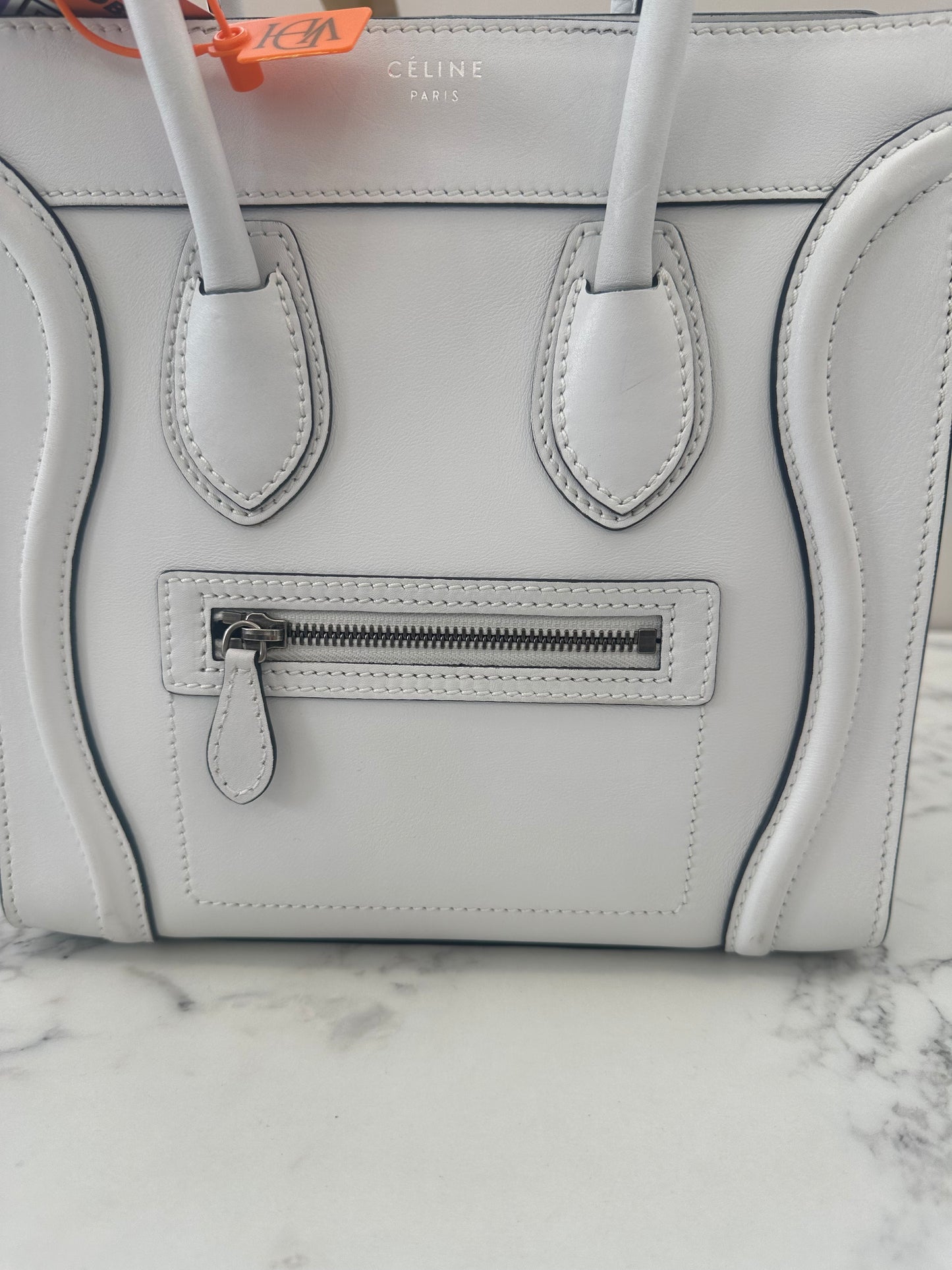 Celine White Leather Micro