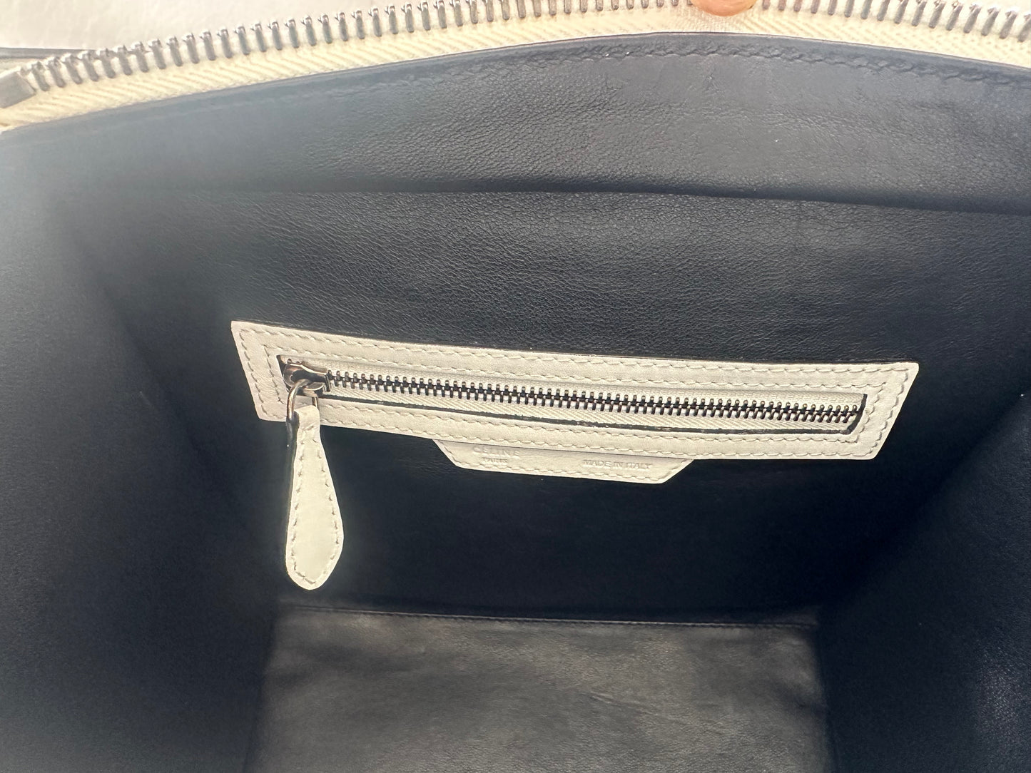 Celine White Leather Micro