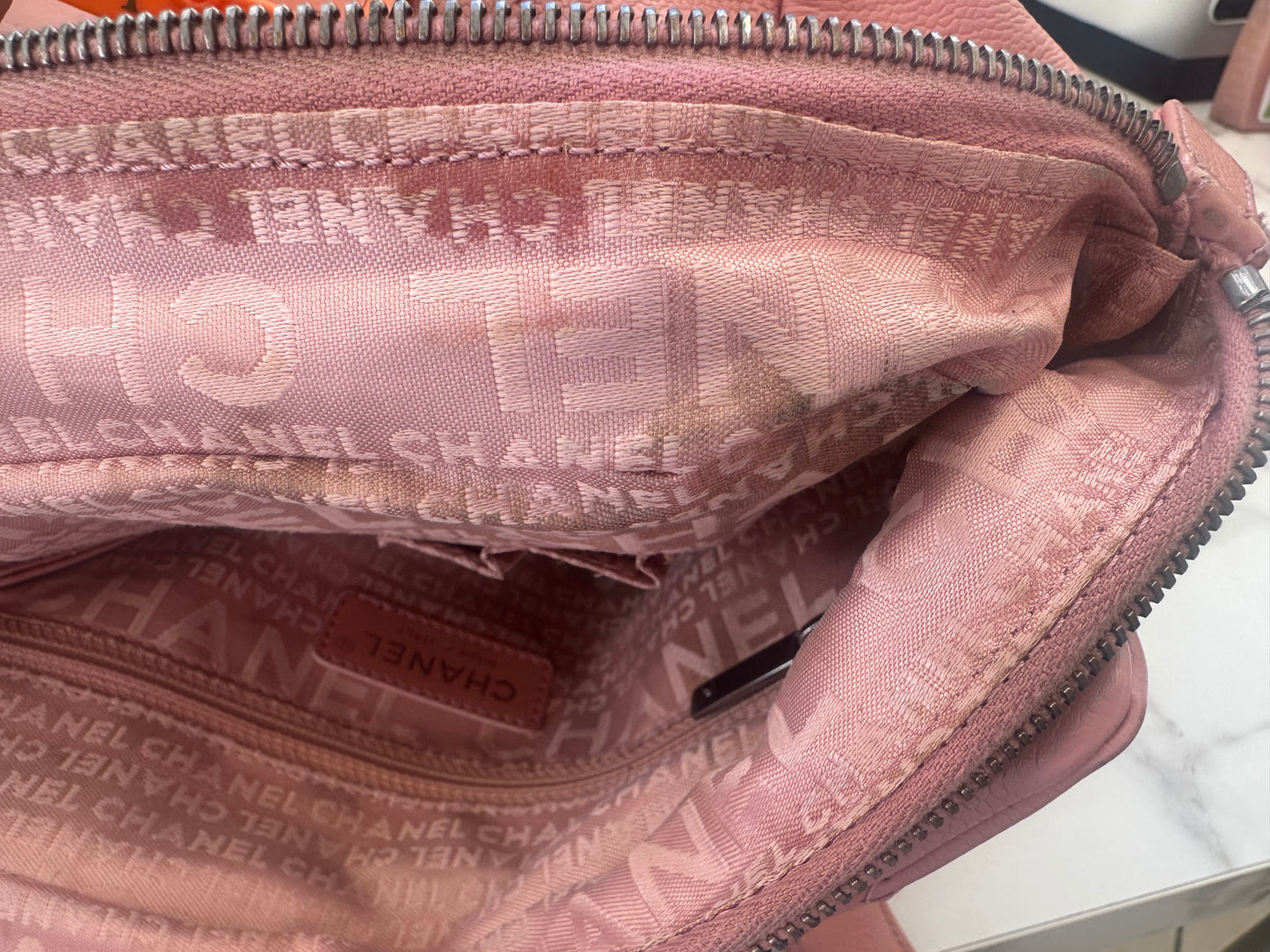 Chanel Pink Calfskin Wild Stitch Choco Bar