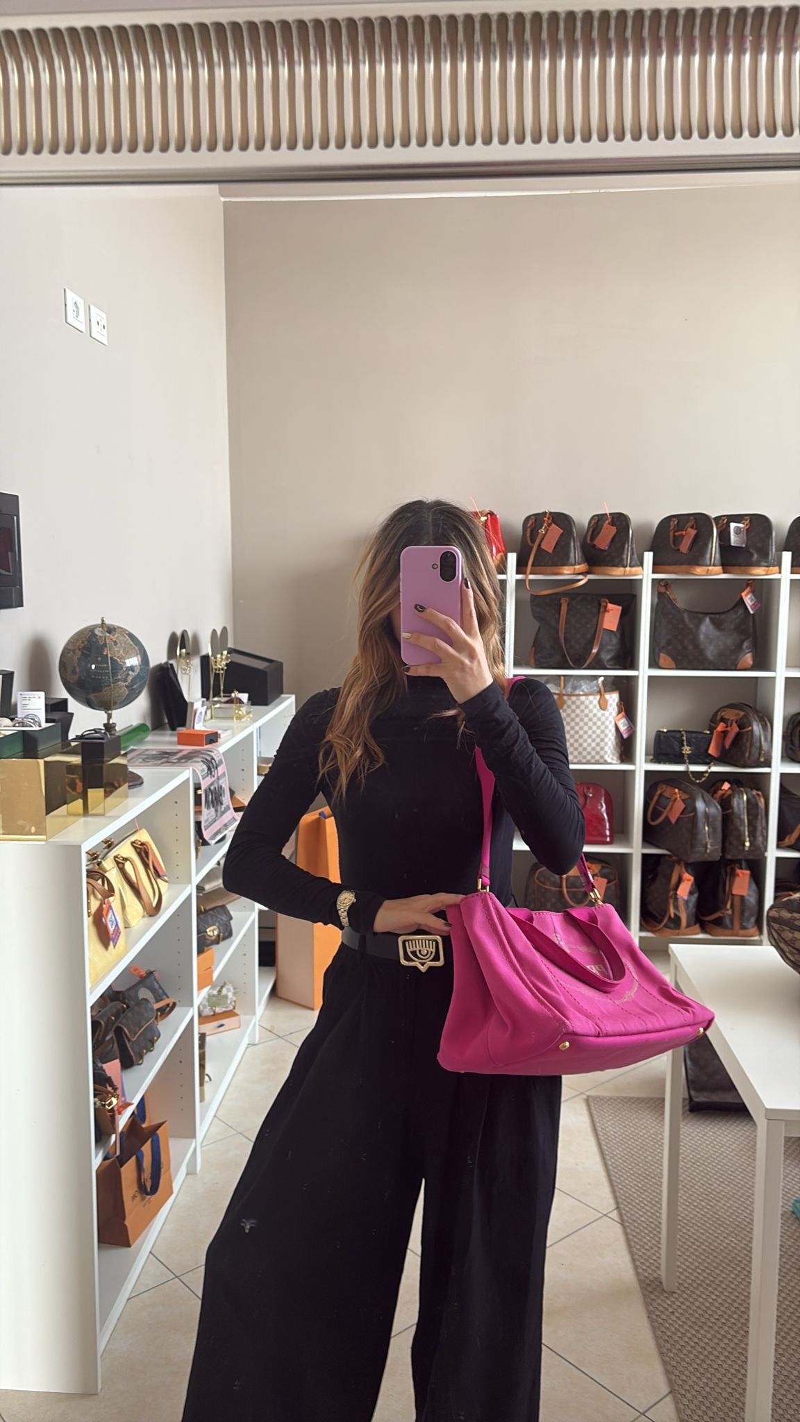 Prada Pink Denim Canapa