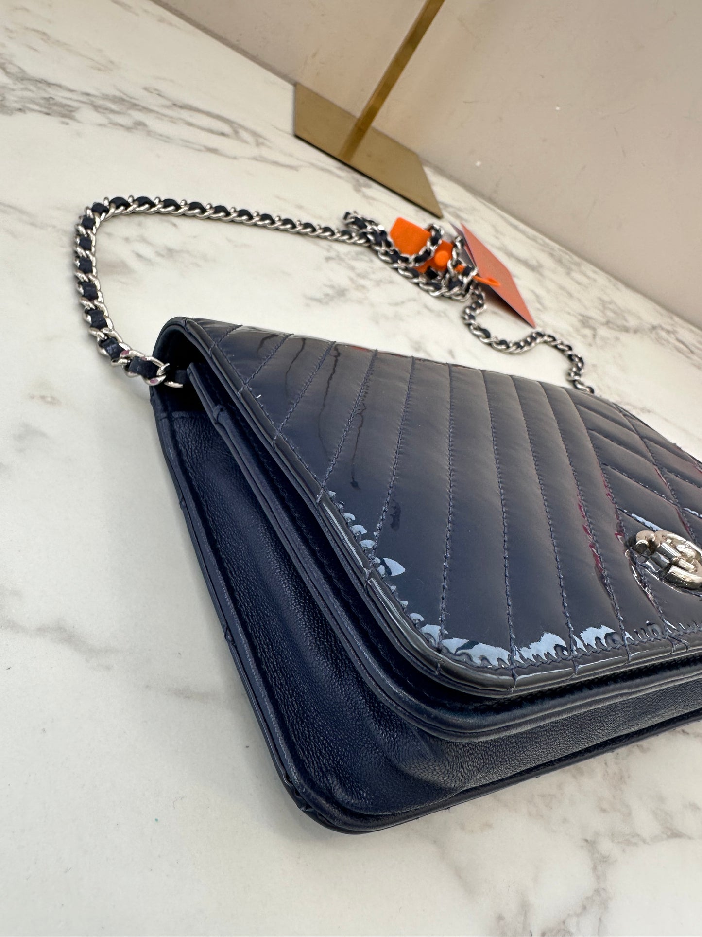 Chanel Woc Dark Blue Single Chain