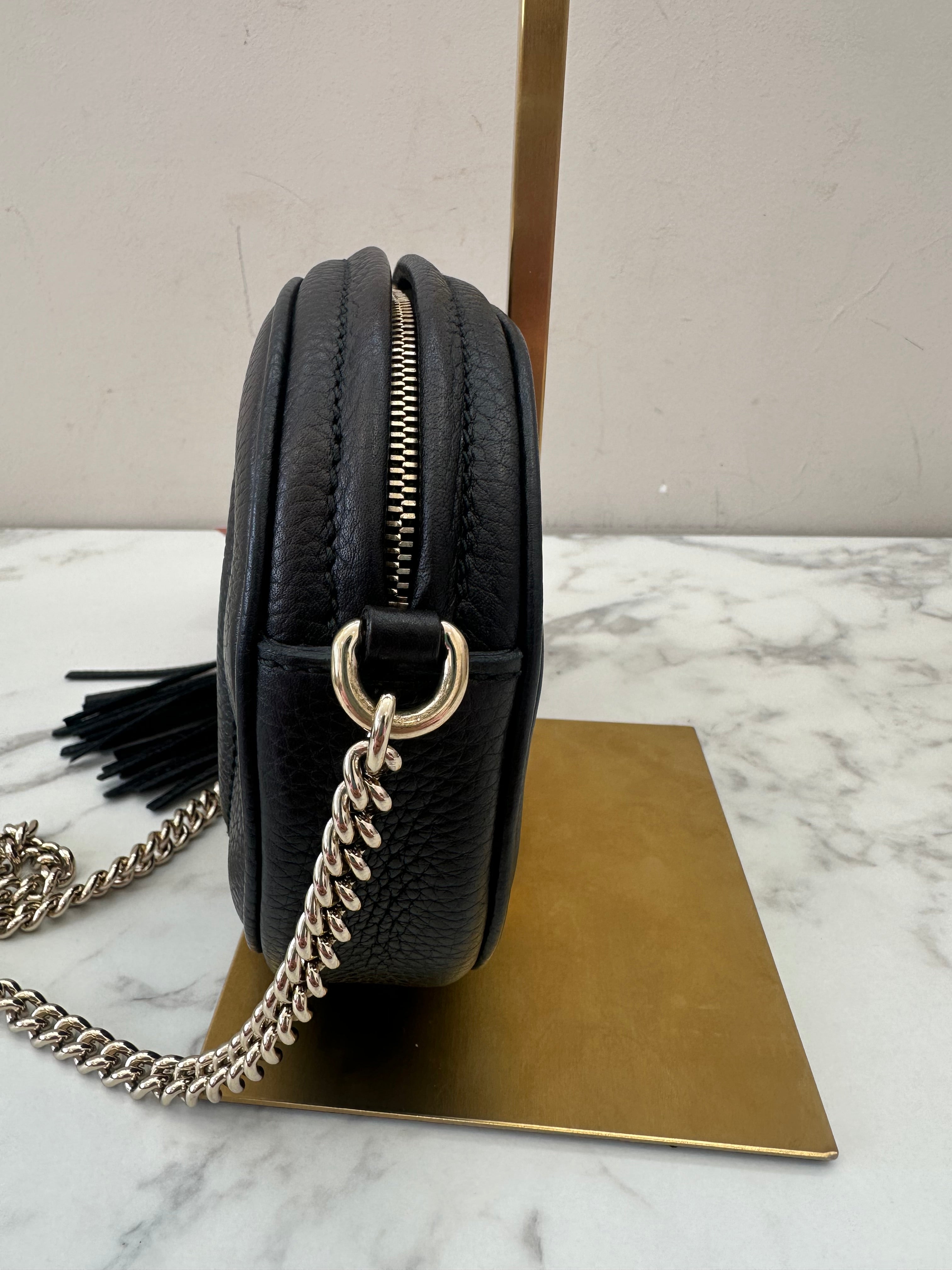Gucci Black Leather Fringe