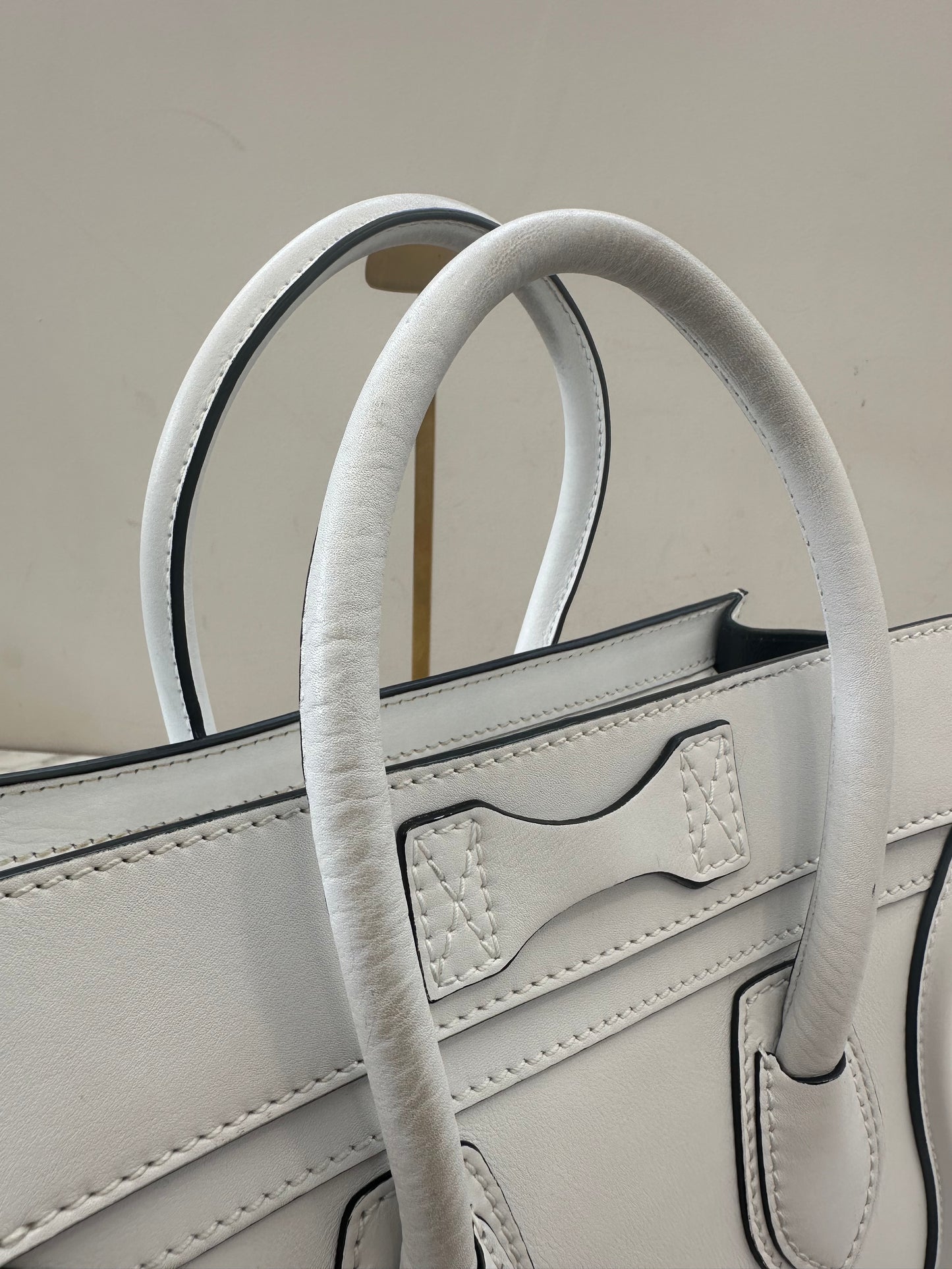 Celine White Leather Micro