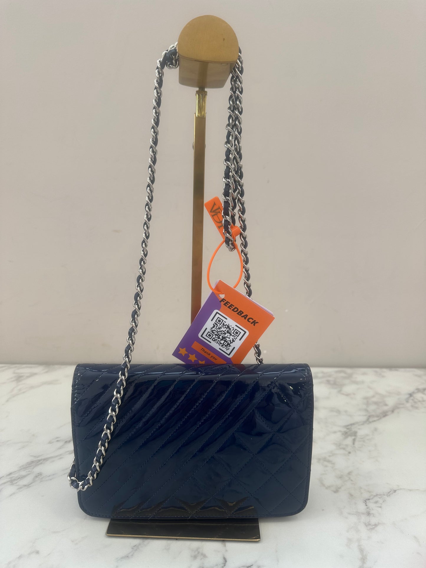 Chanel Woc Dark Blue Single Chain