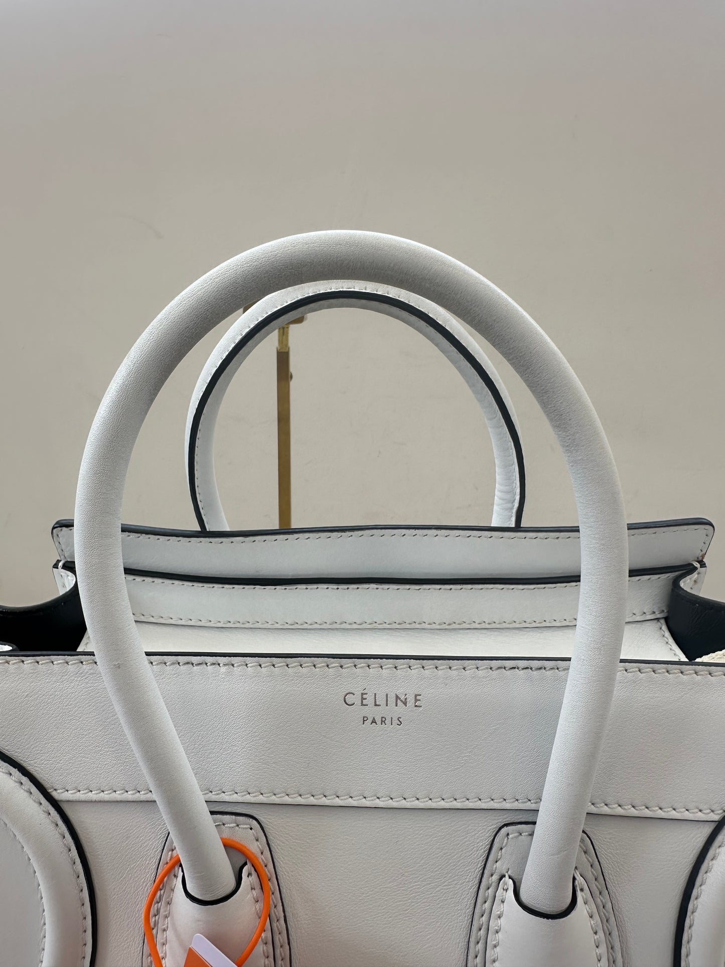 Celine White Leather Micro