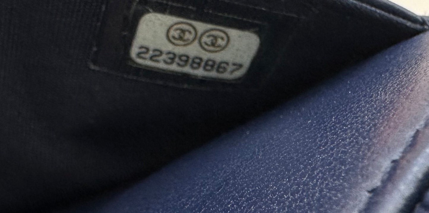 Chanel Woc Dark Blue Single Chain