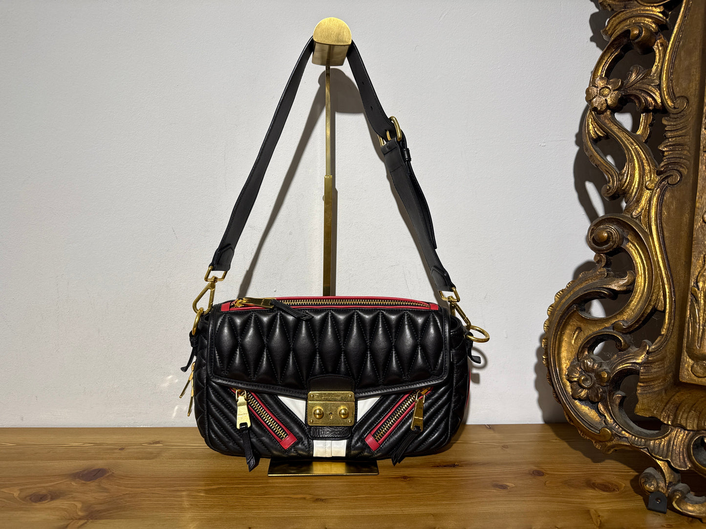 Miu Miu Matelasse Biker Clutch