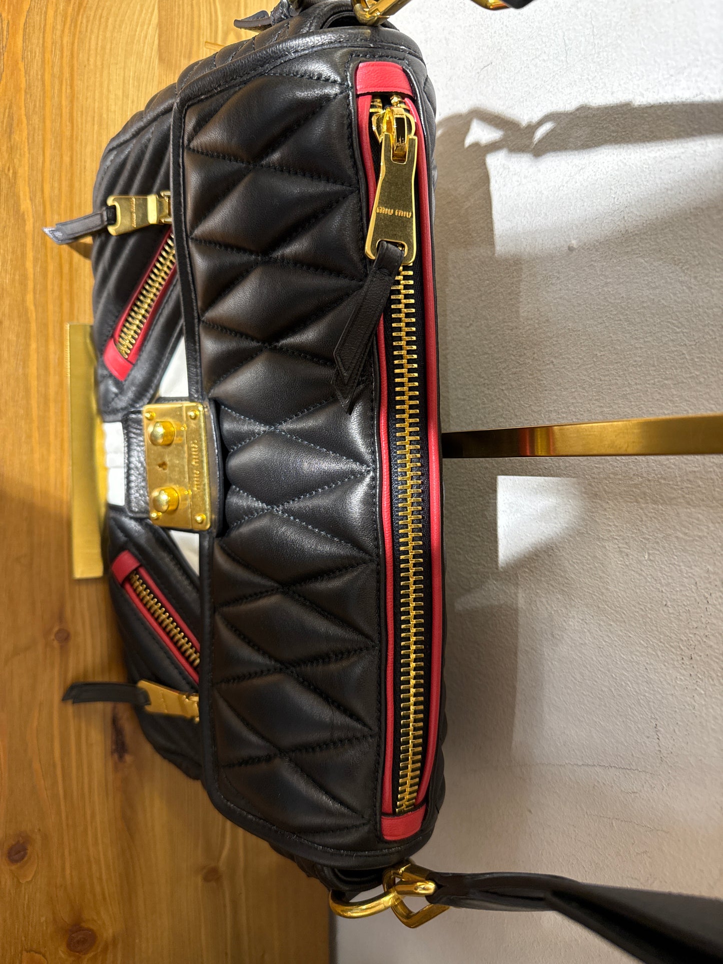 Miu Miu Matelasse Biker Clutch
