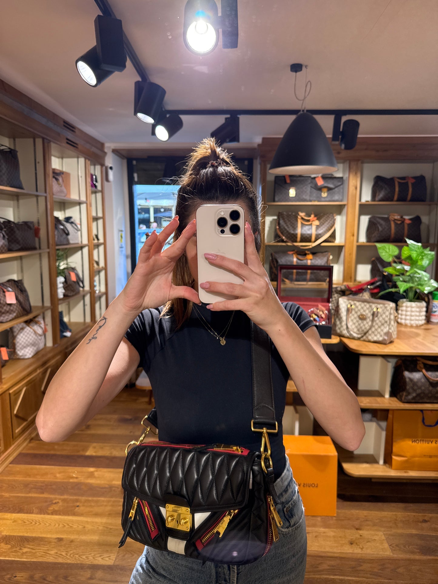 Miu Miu Matelasse Biker Clutch