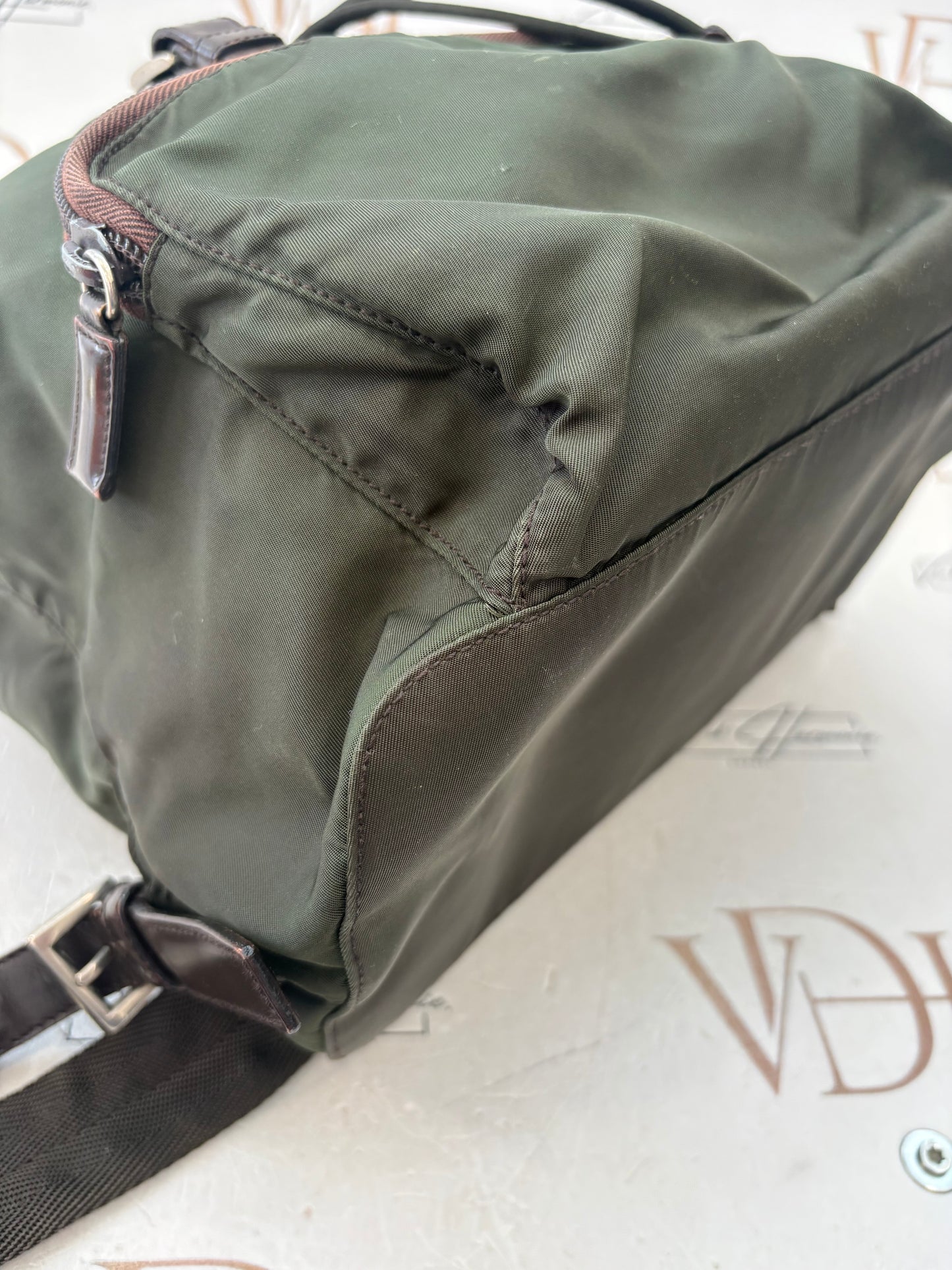 018162 - Prada Khaki Nylon Backpack