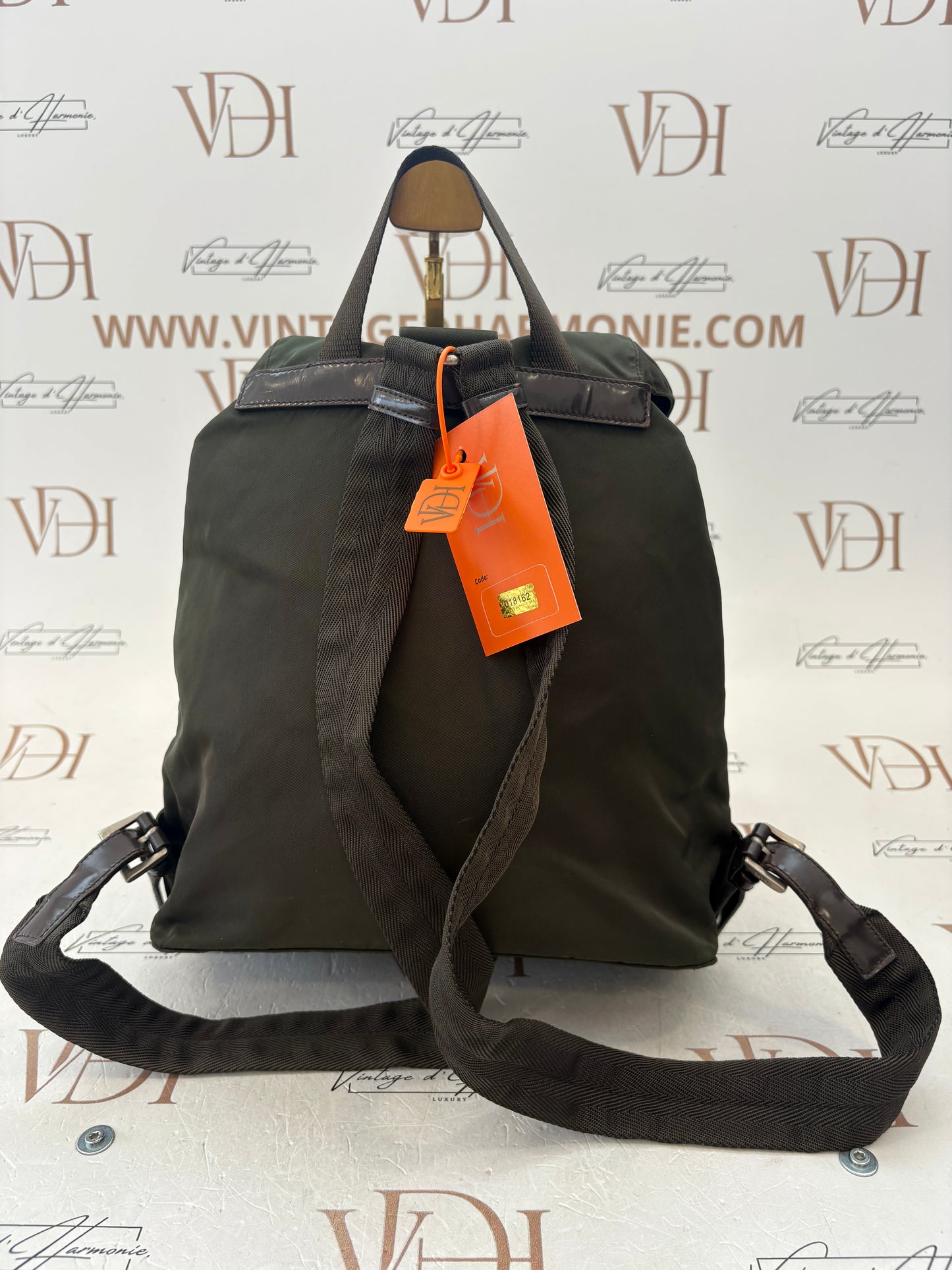018162 - Prada Khaki Nylon Backpack
