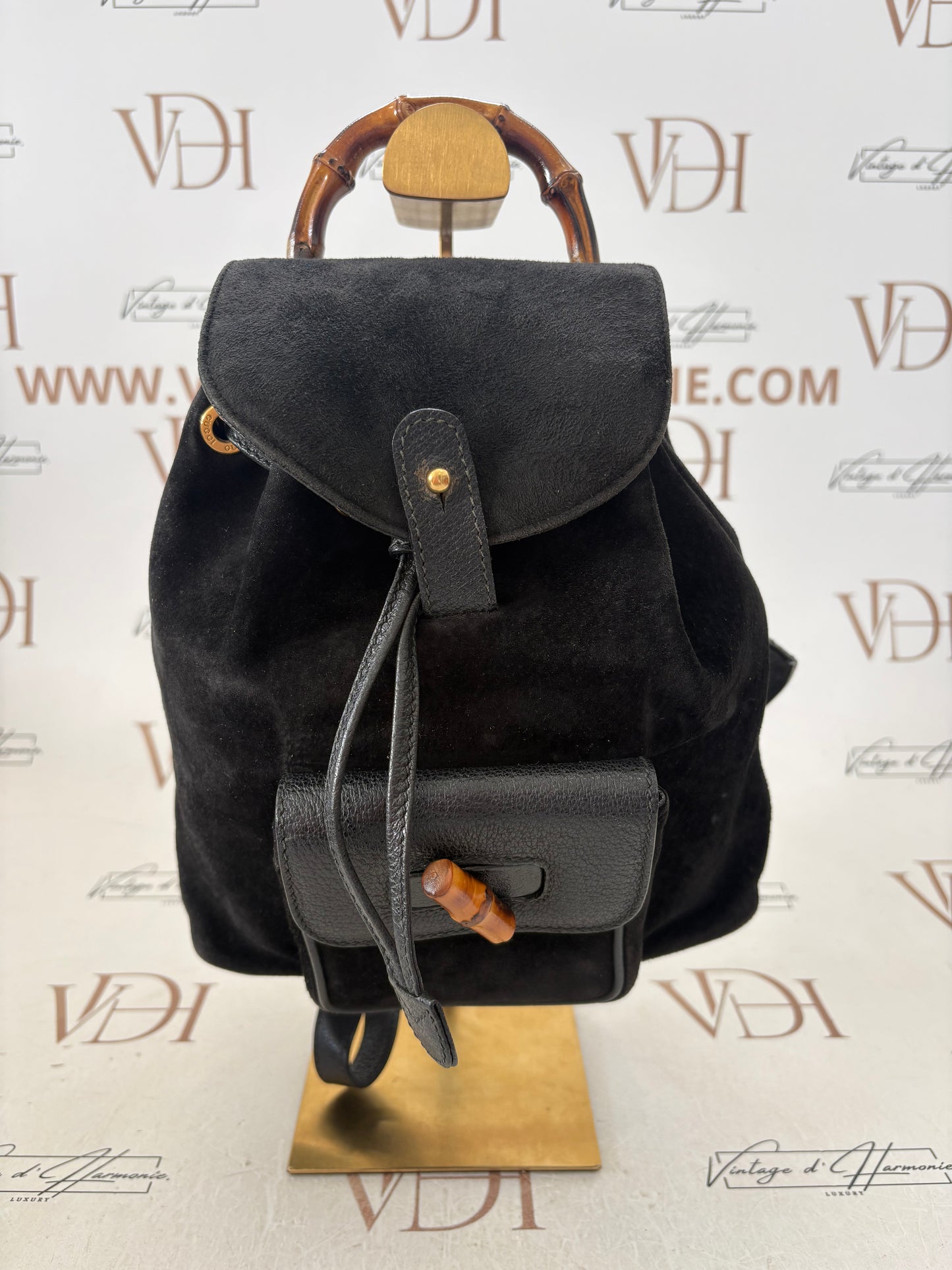 018223 - Gucci Black Bamboo Backpack