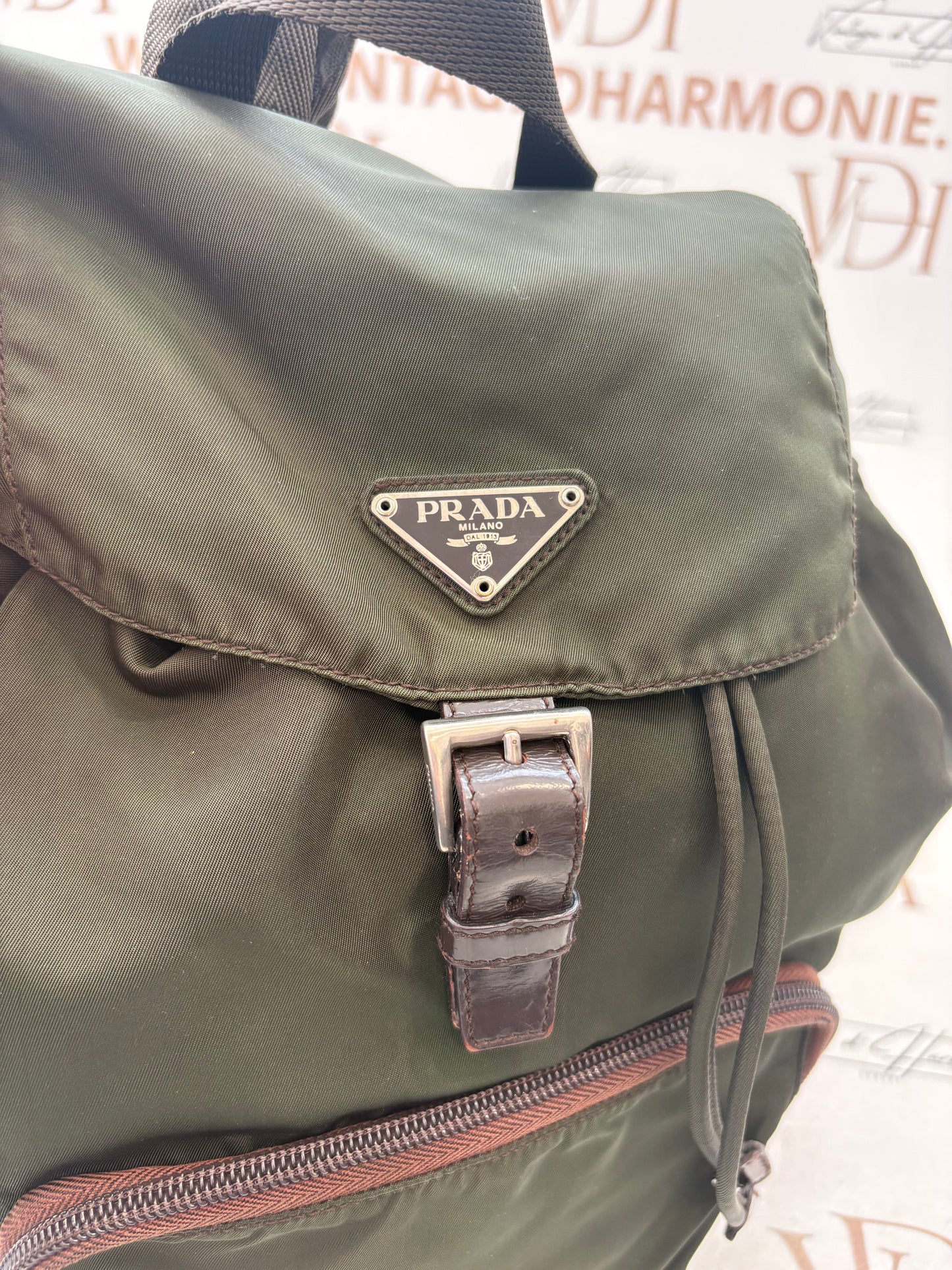 018162 - Prada Khaki Nylon Backpack