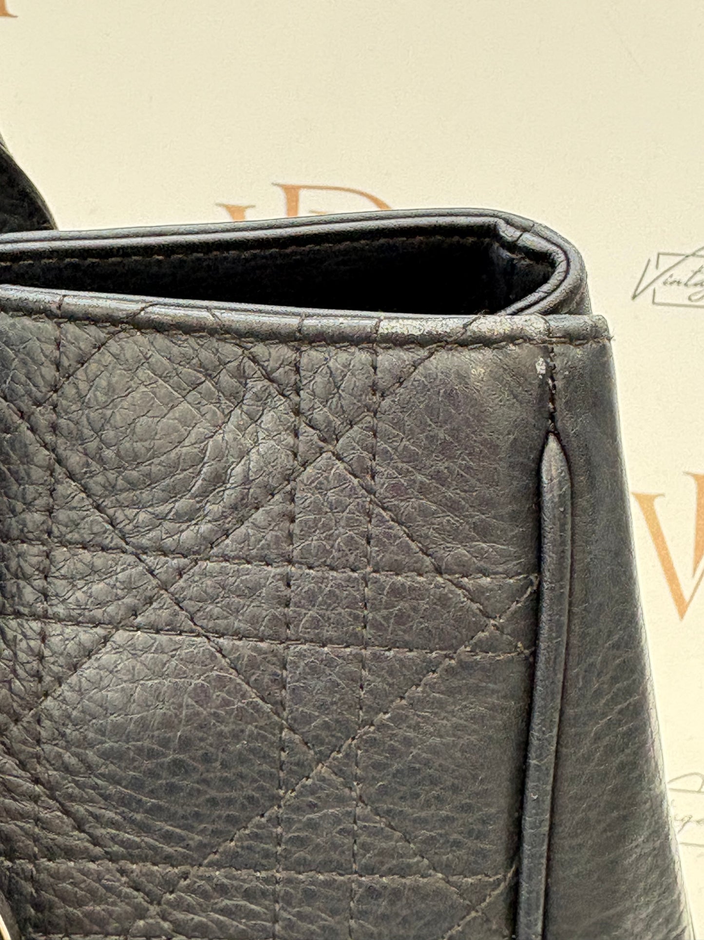 018113 - Christian Dior Black Leather Cannage Tote