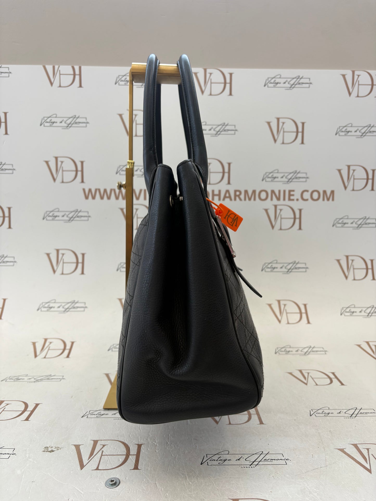 018113 - Christian Dior Black Leather Cannage Tote