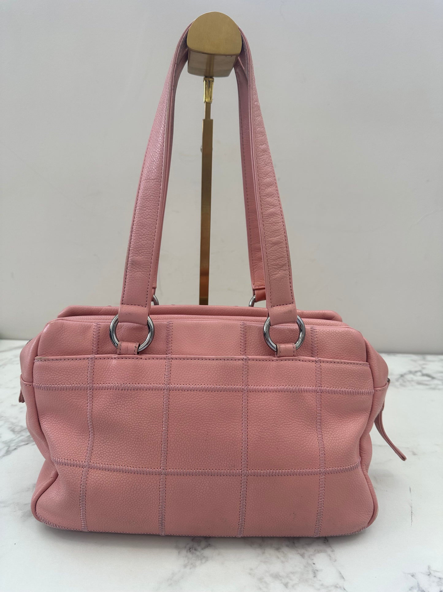 Chanel Pink Calfskin Wild Stitch Choco Bar