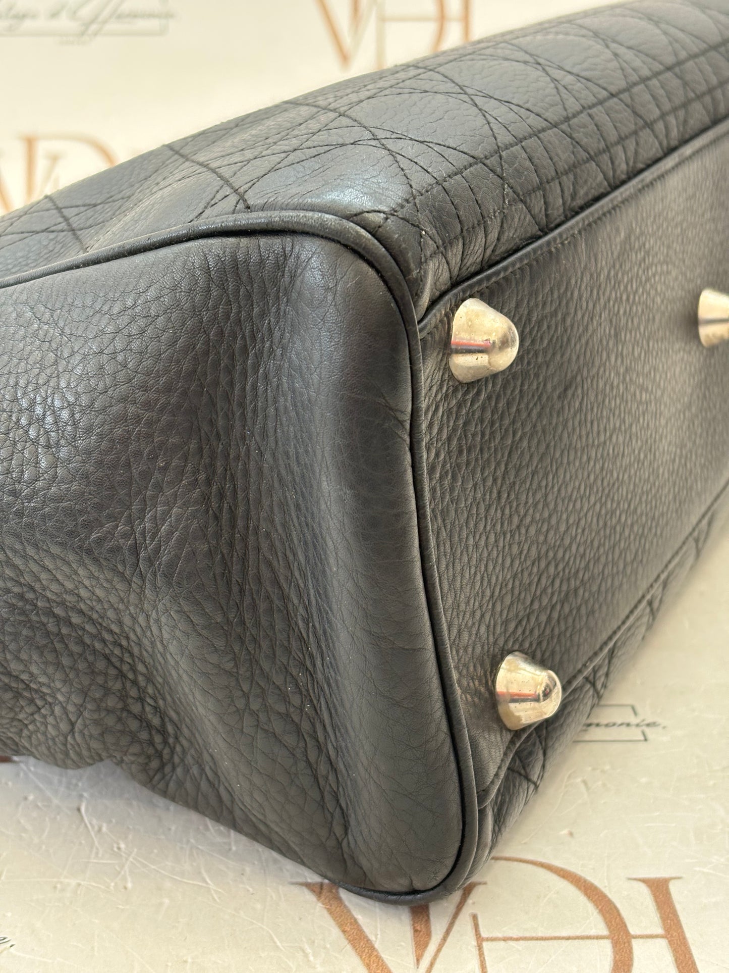018113 - Christian Dior Black Leather Cannage Tote