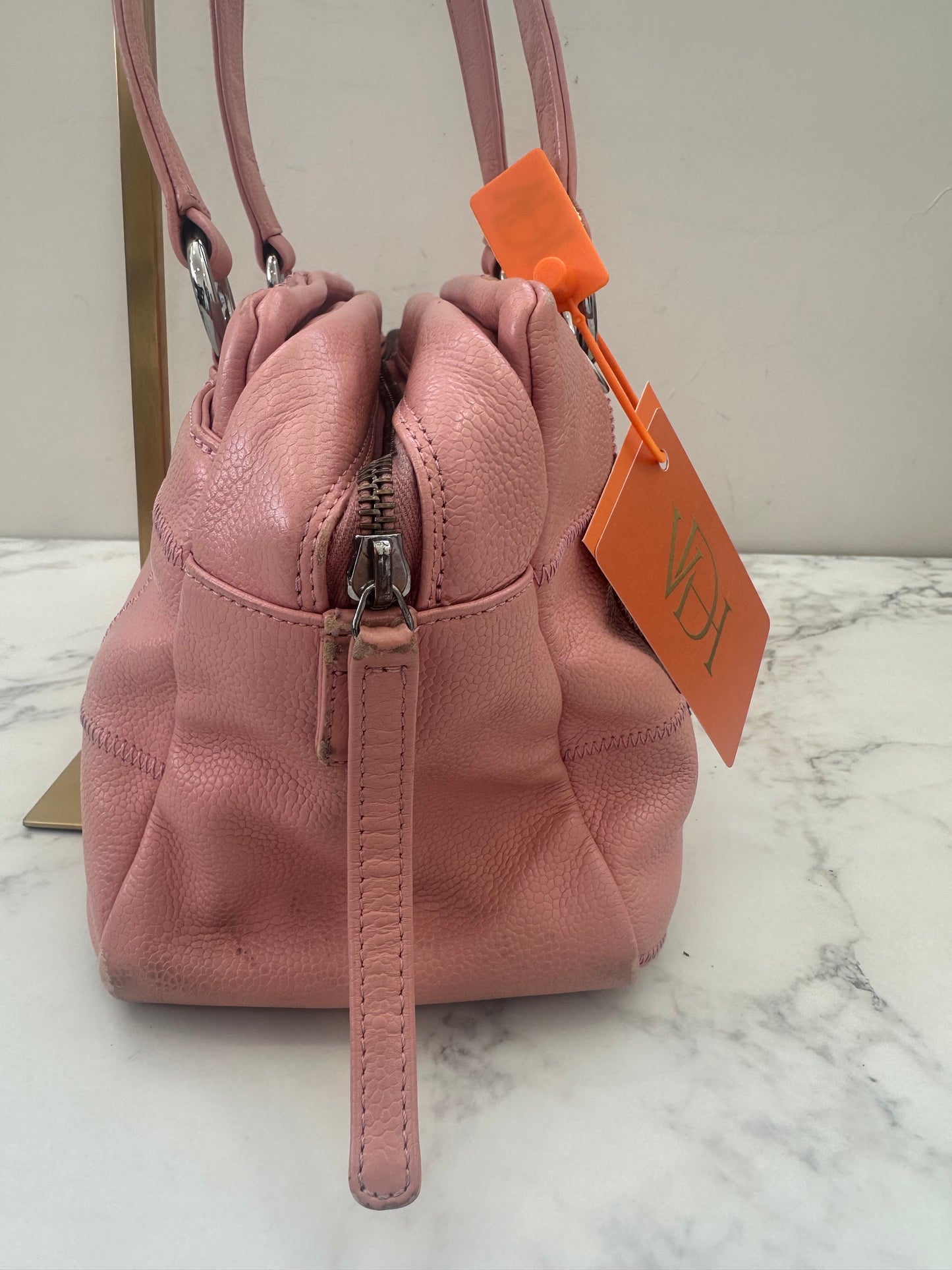 Chanel Pink Calfskin Wild Stitch Choco Bar