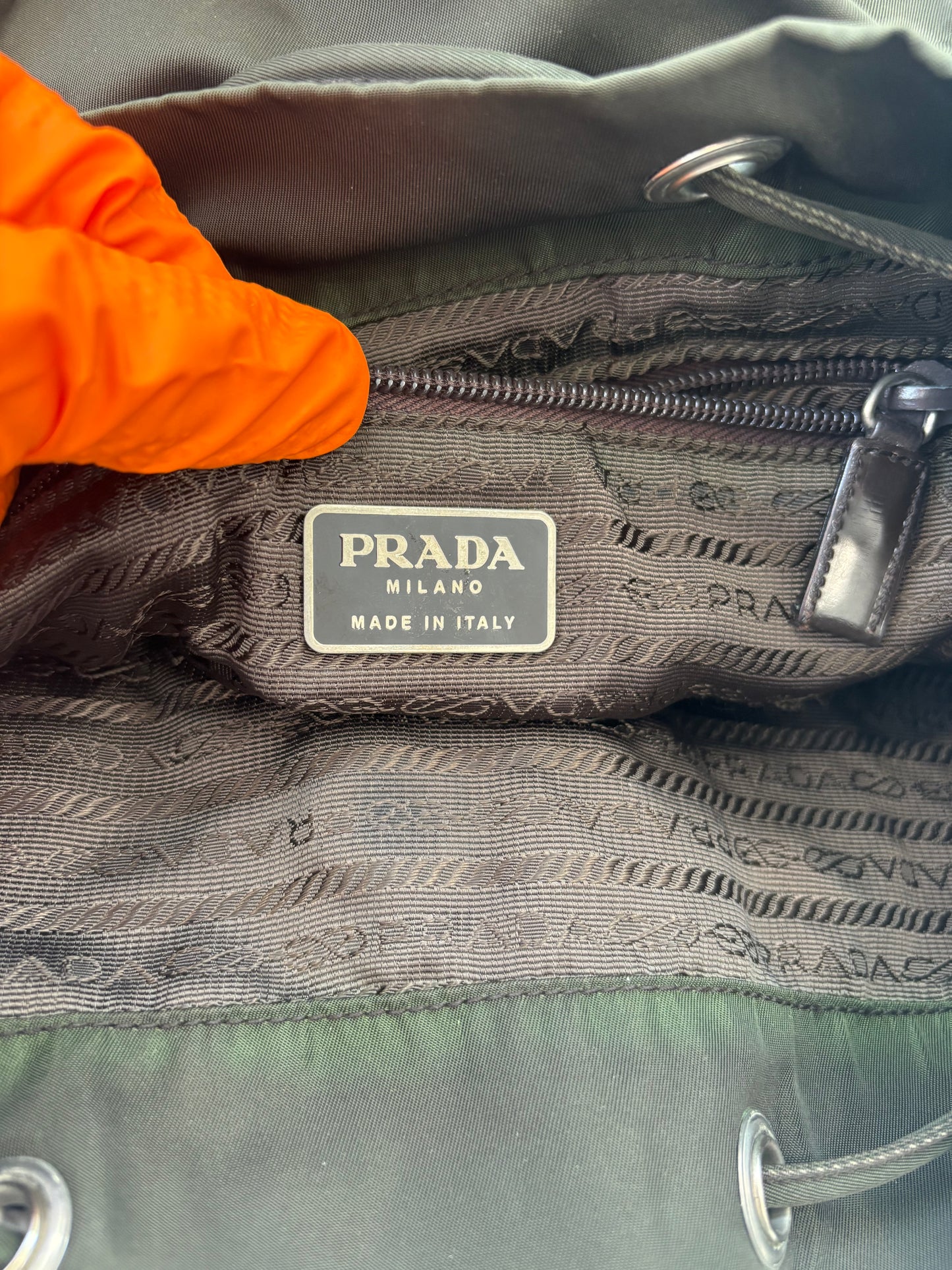 018162 - Prada Khaki Nylon Backpack