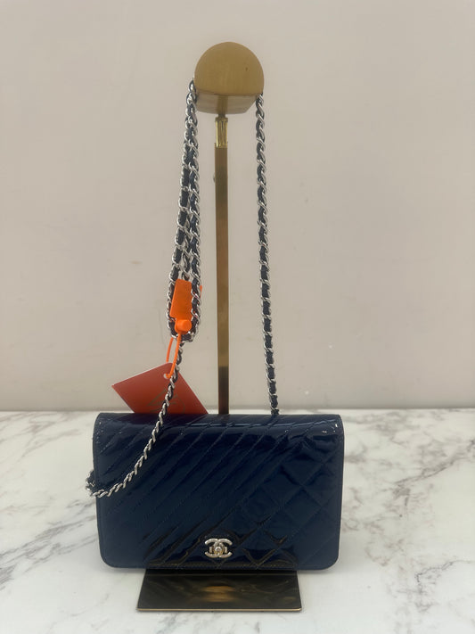 Chanel Woc Dark Blue Single Chain