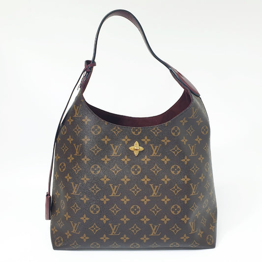 Flower Hobo Bag Burgundy