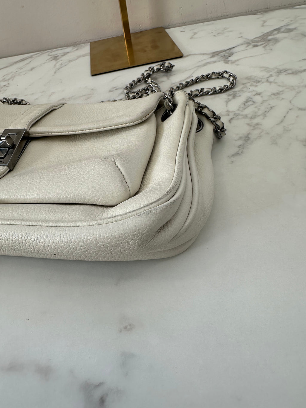 Chanel White Calfskin Mademoiselle