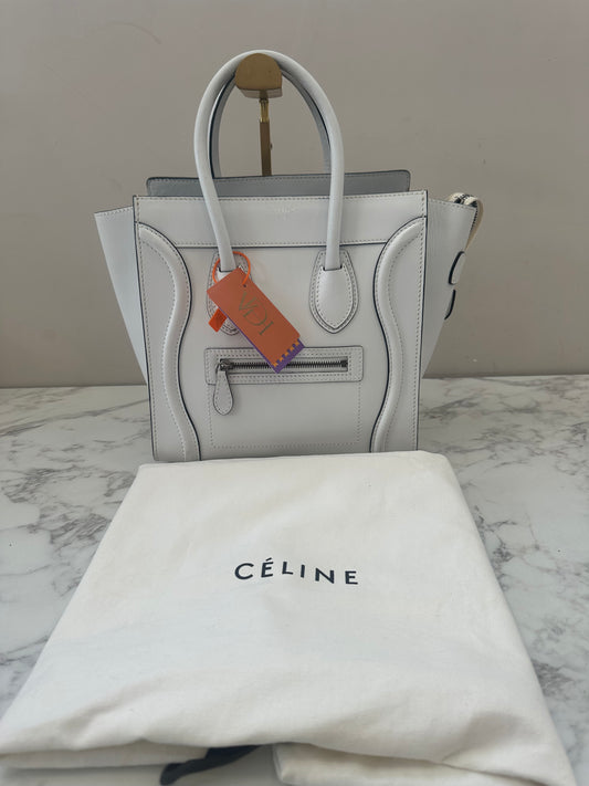 Celine White Leather Micro