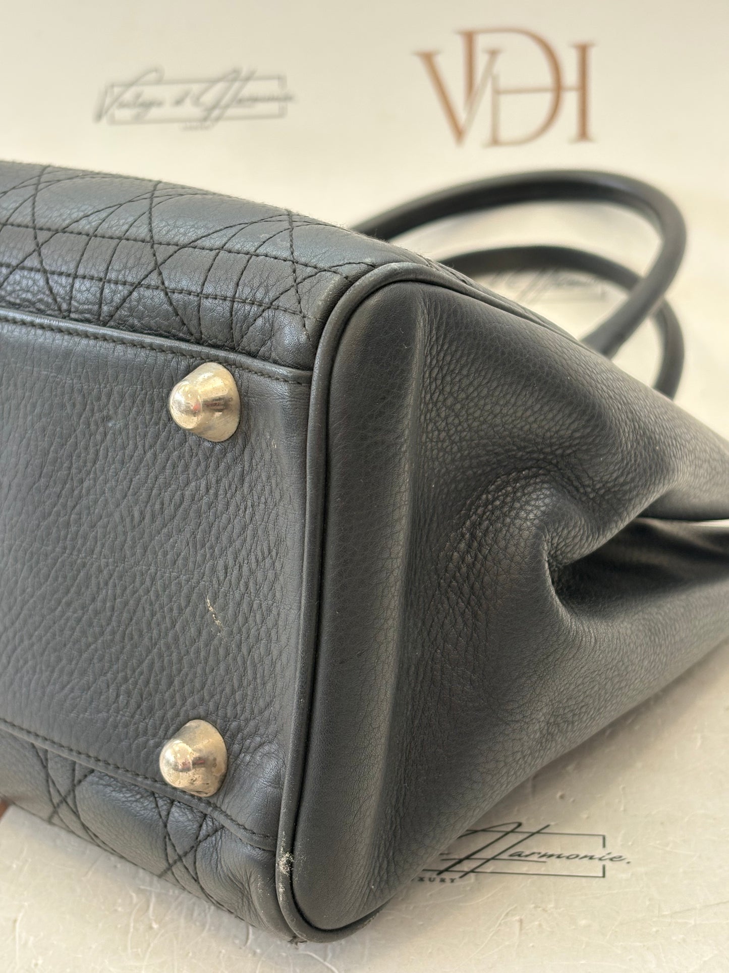 018113 - Christian Dior Black Leather Cannage Tote