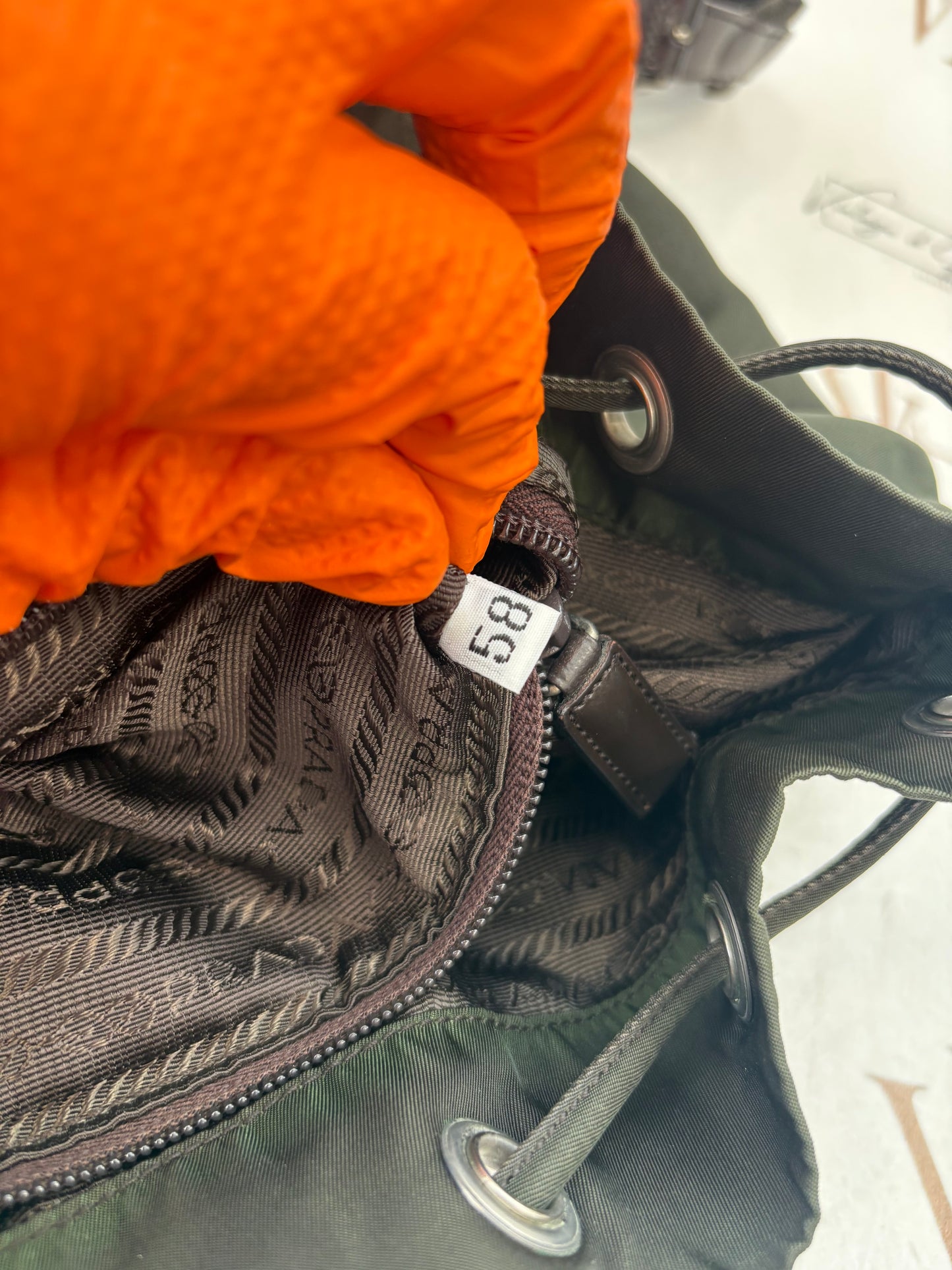 018162 - Prada Khaki Nylon Backpack
