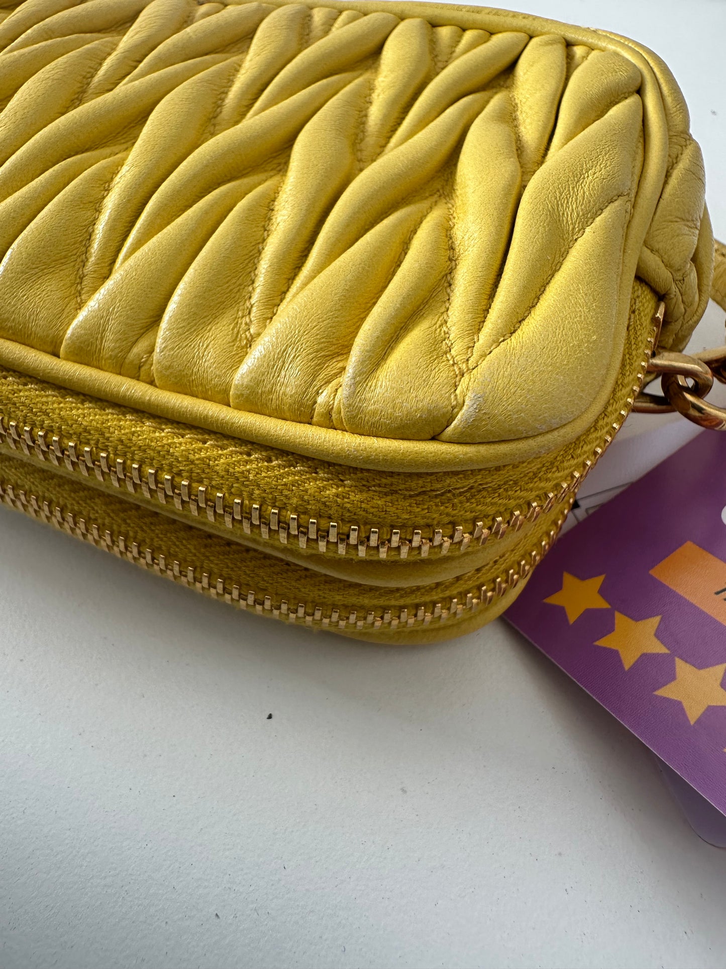 Miu Miu Matelasse Mini Yellow