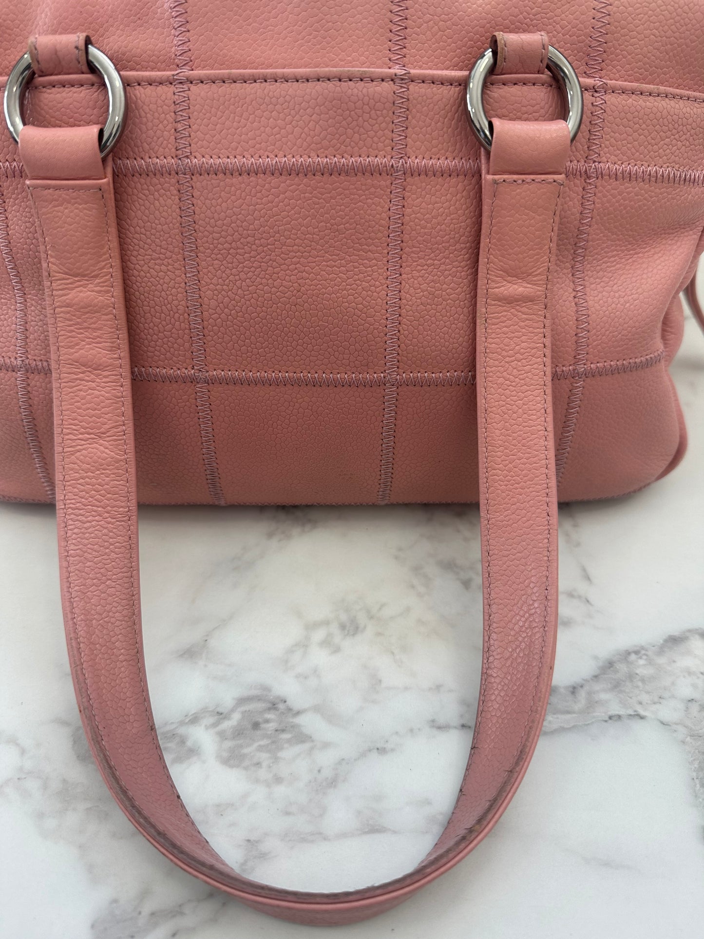 Chanel Pink Calfskin Wild Stitch Choco Bar