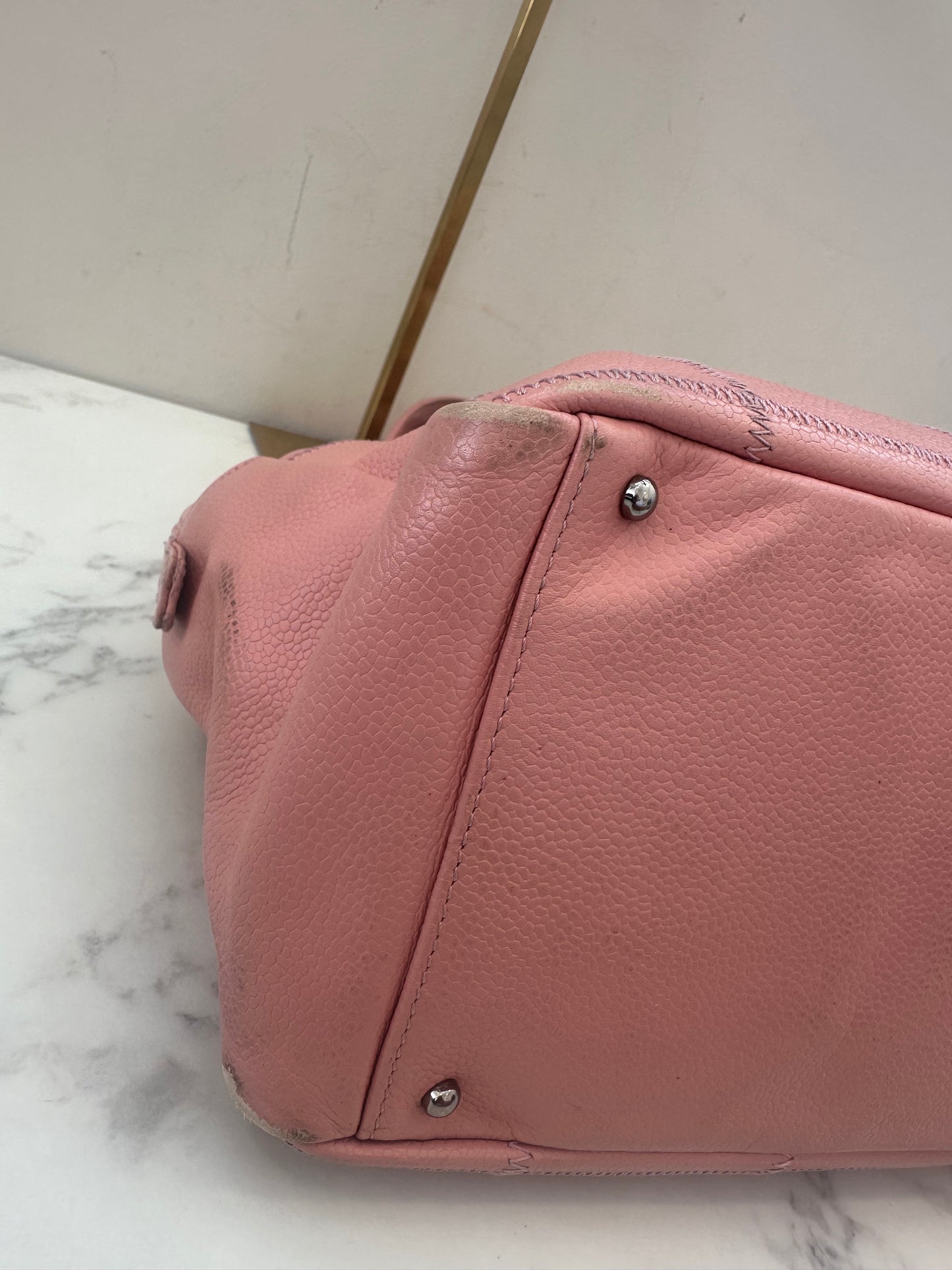 Chanel Pink Calfskin Wild Stitch Choco Bar