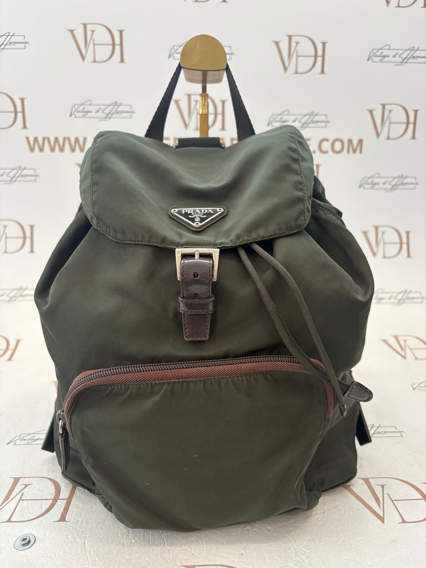 018162 - Prada Khaki Nylon Backpack