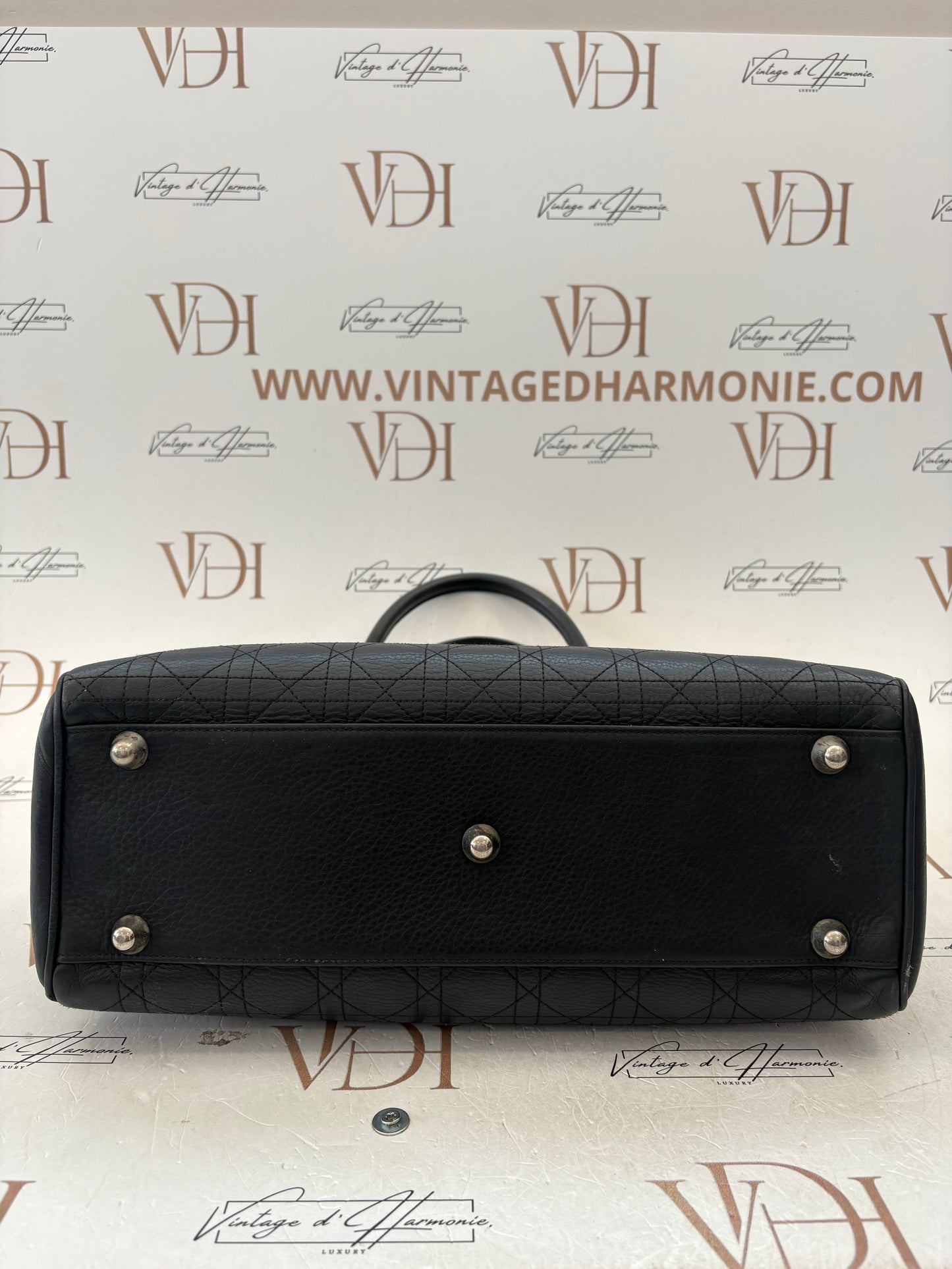 018113 - Christian Dior Black Leather Cannage Tote
